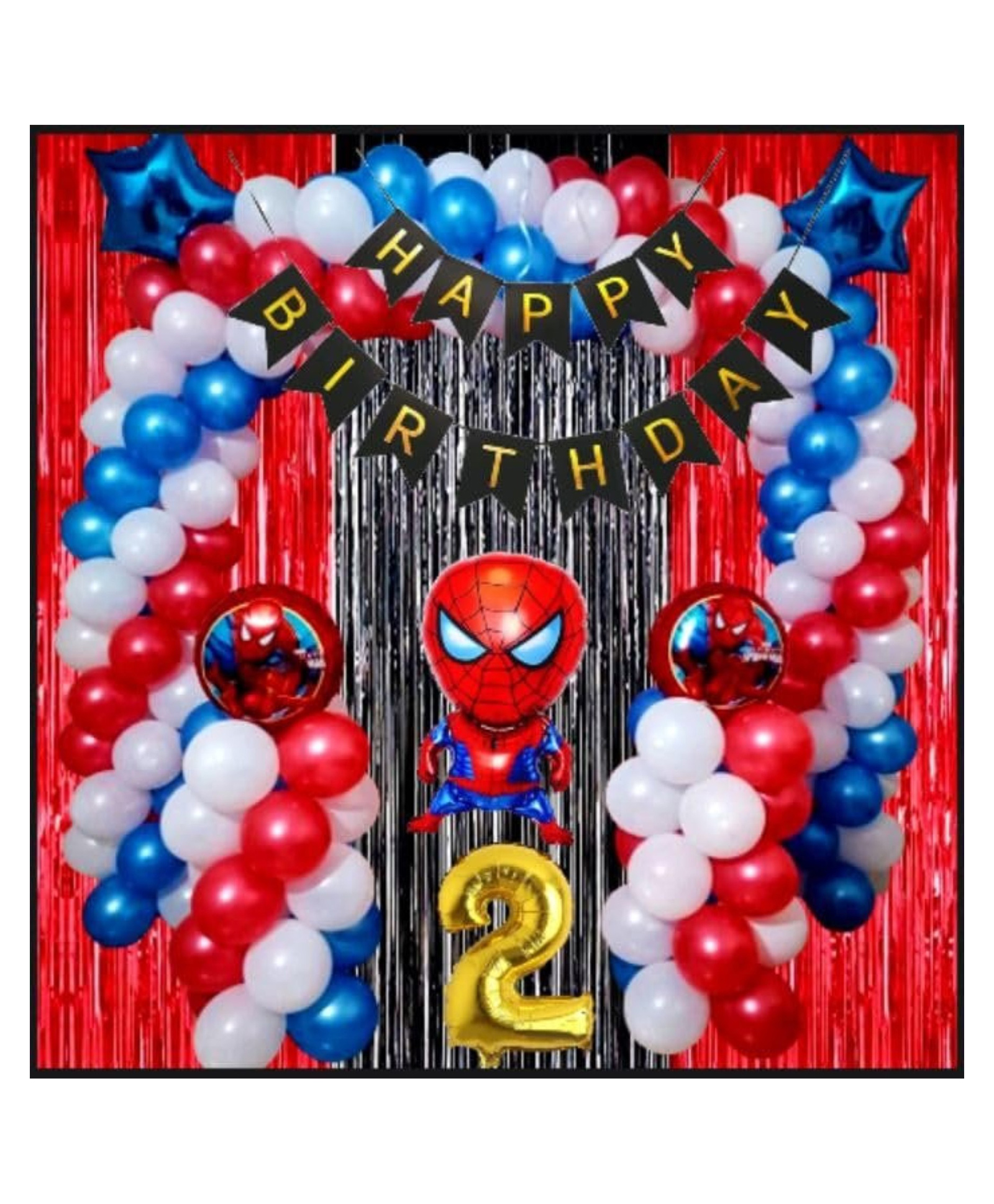 Surprise Decor 2nd Happy Birthday Decoration Items Spider Theme Combo Pack of 57 Pcs for Boys, Girls, Kids Spider Theme Birthday Party Decorations, Spider Balloons For Birthday Decorations-image-37