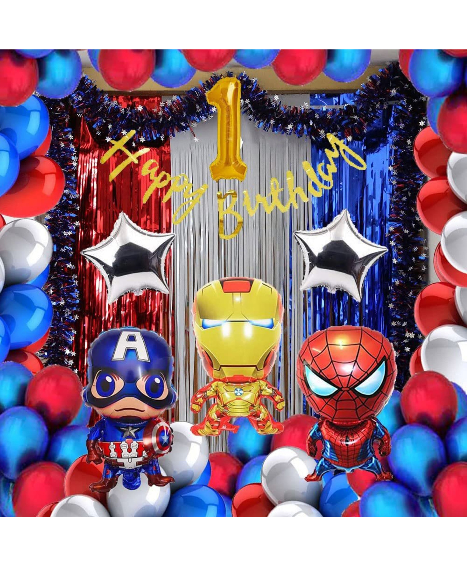 Surprise Decor Superheros Marvel Birthday Decoration Avengers First 1st Year Birthday Theme Kit 40 Pieces-picture-14