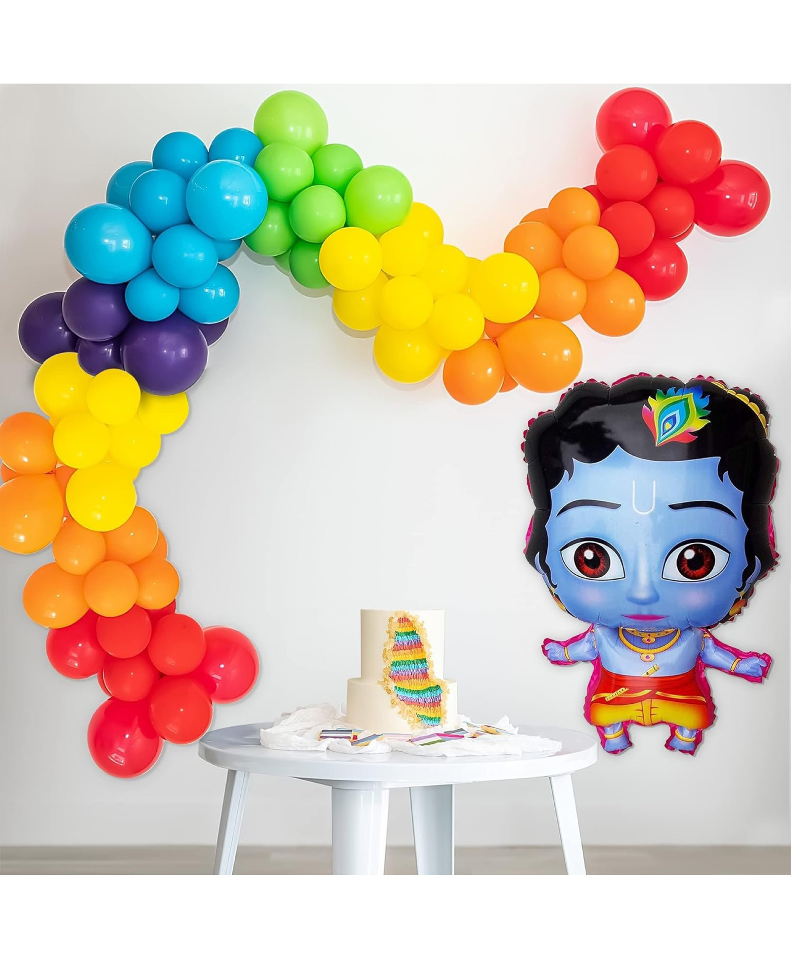 Surprise Decor Krishna Janmashtami Multi Colour Balloons For Decoration Items Little Krishna Purple, Yellow, Red, Green, Orange, Blue Balloons For Decoration 63 Items-image-42
