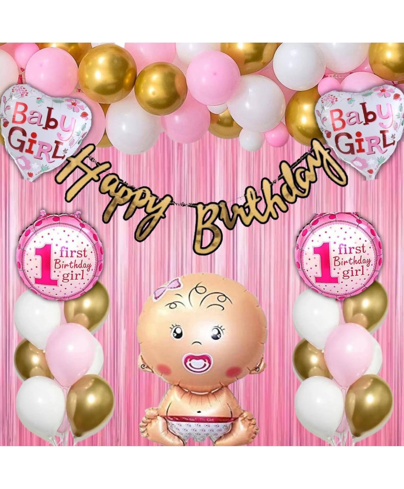 Surprise Decor Banter First Birthday Decoration for Girls - 1st Birthday Theme Decorations for Girls - Baby 1st Birthday Party Supplies for Girls Birthday-image-49