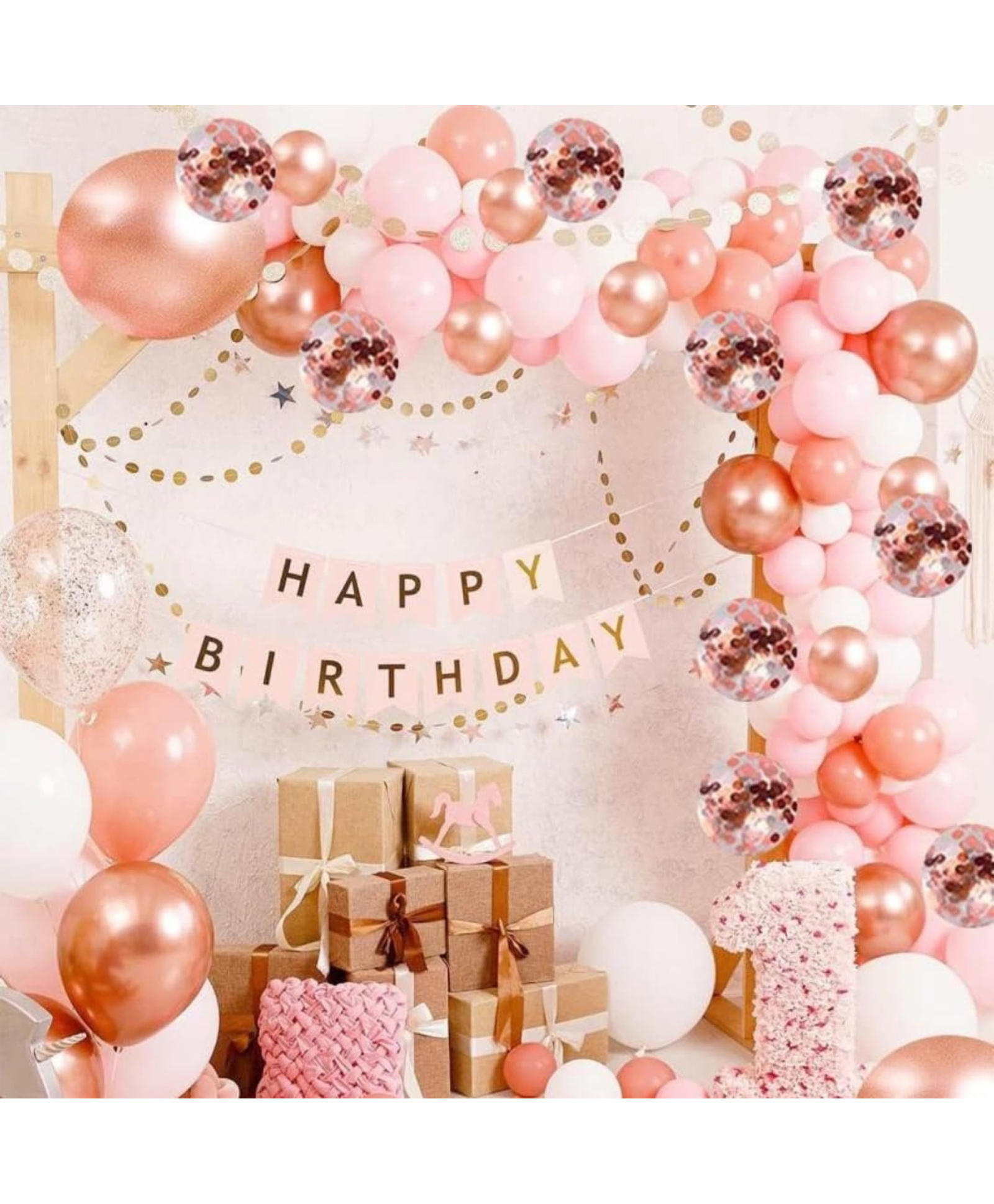 Surprise Decor Banter White & Pink Birthday Decorations for Girls, Kids Party, Woman, Boys, Adult- Pink Theme Birthday Decoration Set, Rose Gold & Pink Party Supplies for Birthday, Pink Balloons Decoration Combo-image-40
