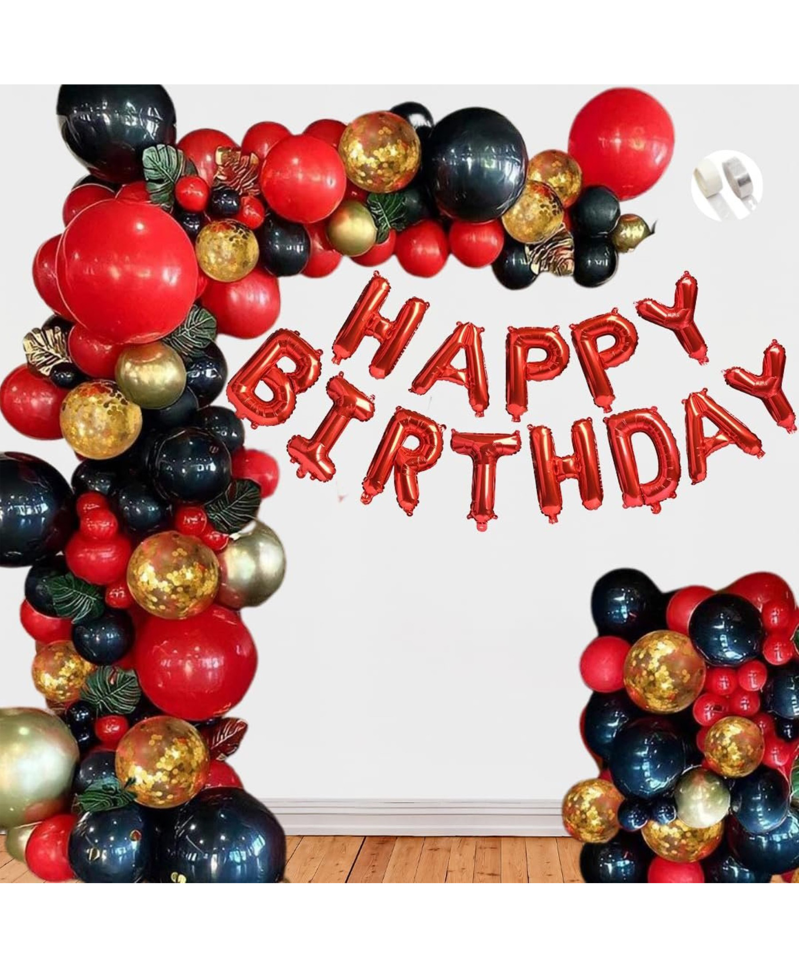 Surprise Decor Gold, Black & Red Birthday Decorations for Girls, Kids Party, Woman, Boys - Gold & Red Theme Birthday Decoration Set, Black & Red Party Supplies for Birthday, Red Balloons Decoration Combo-image-44