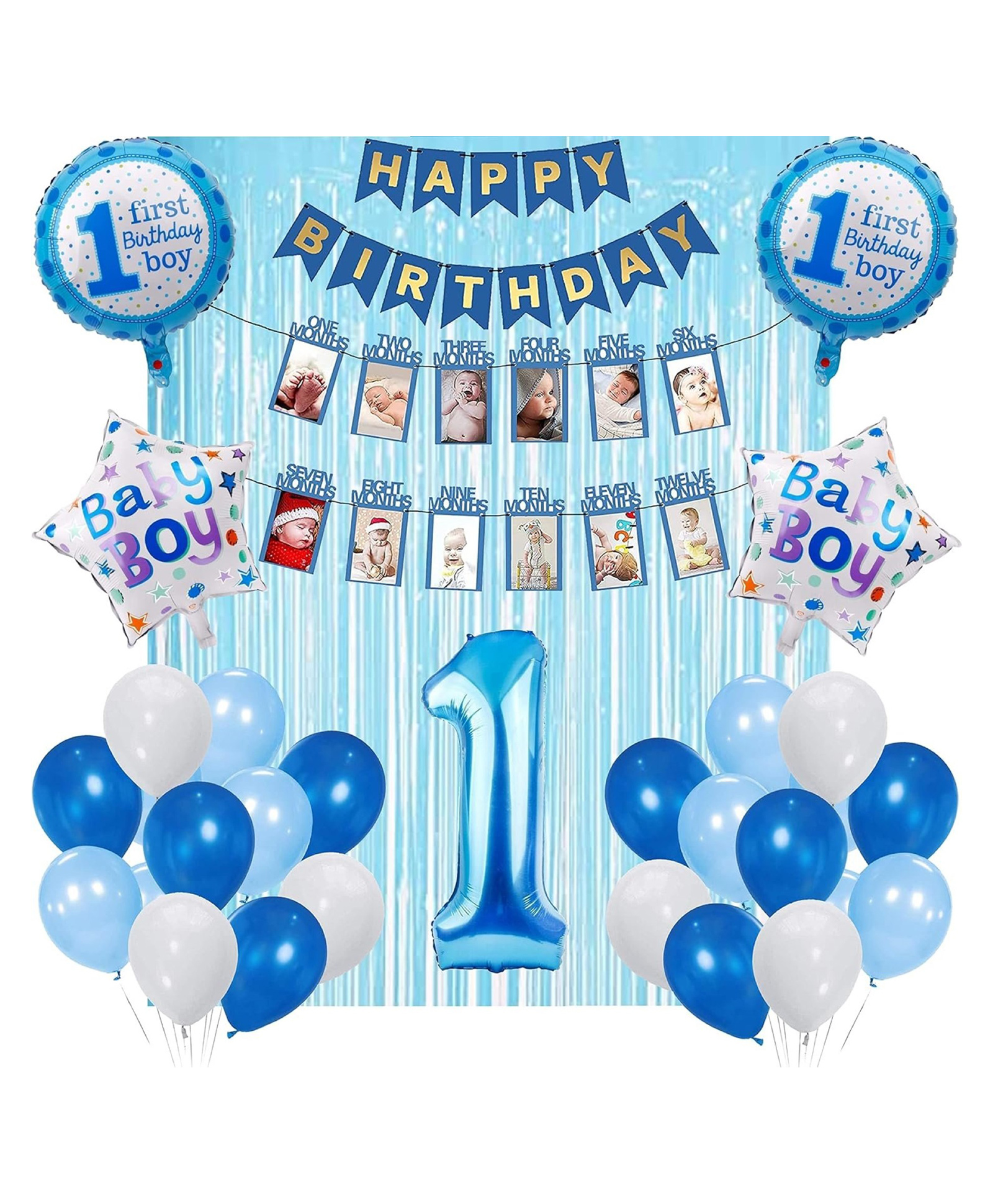 Surprise Decor First Birthday Decoration Balloons with Photo Banner Pack of-image-46