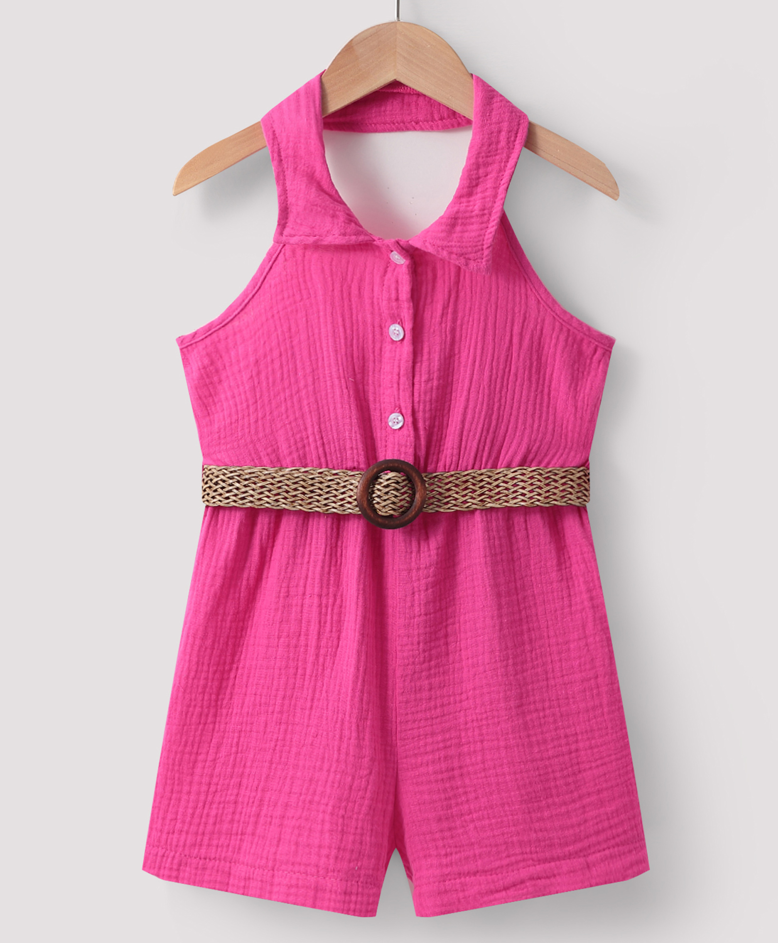 Kookie Kids Sleeveless Halter Neck Jumpsuit Solid Colour - Fuchsia-picture-20