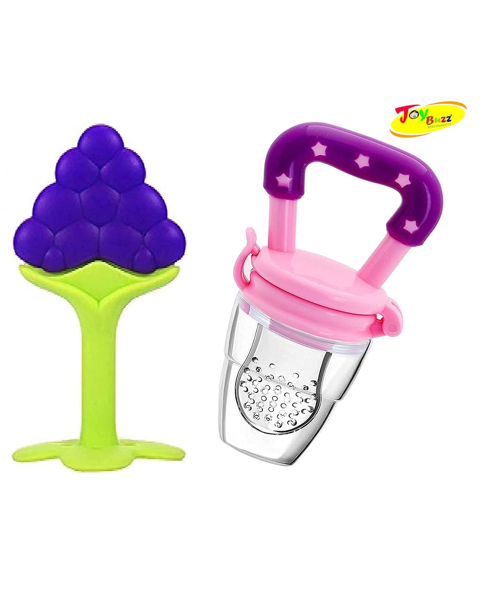 Joy Buzz Baby Silicone Fruit Teether & Fruit Feeder Combo - Blue & Purple-picture-20