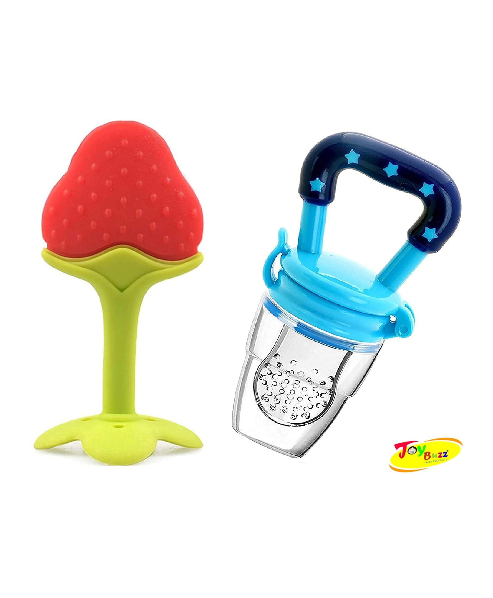 Joy Buzz Baby Silicone Fruit Teether & Fruit Feeder Combo - Red & Blue-picture-19