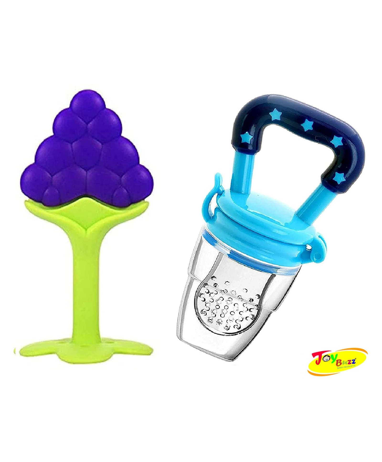 Joy Buzz Baby Silicone Fruit Teether & Fruit Feeder Combo - Blue & Purple-image-20