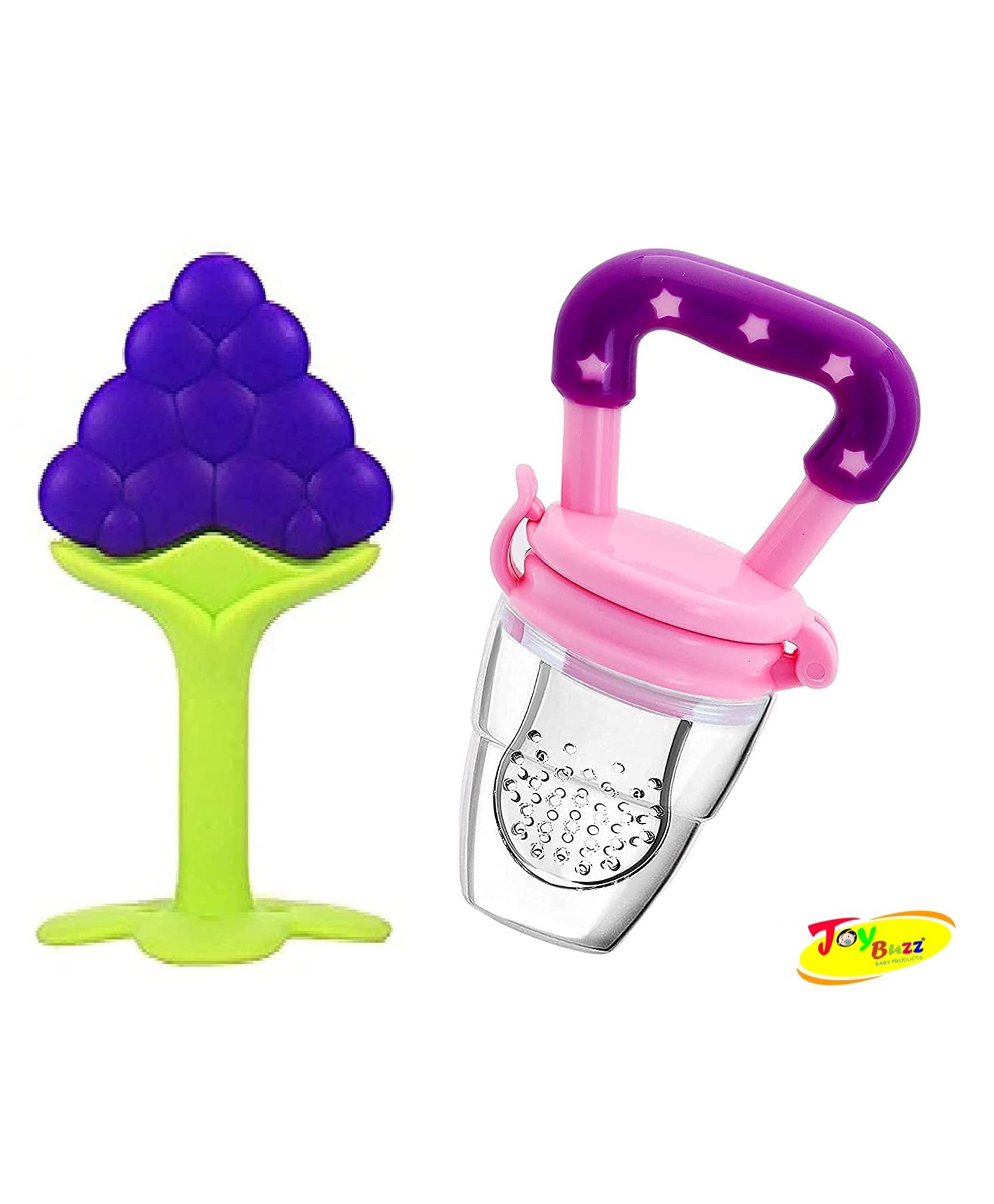 Joy Buzz Baby Silicone Fruit Teether & Fruit Feeder Combo - Blue & Purple-picture-18