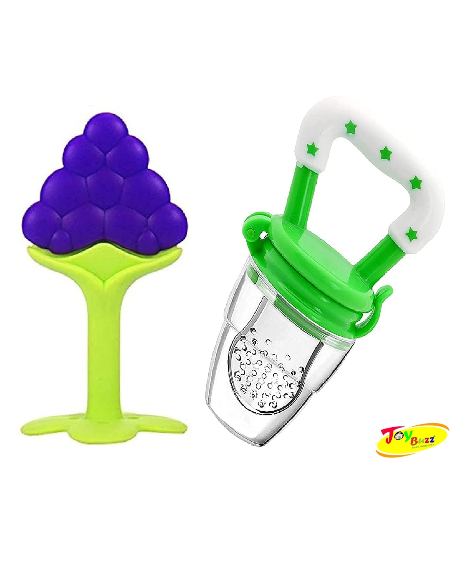 Joy Buzz Baby Silicone Fruit Teether & Fruit Feeder Combo - Blue & Green-picture-18