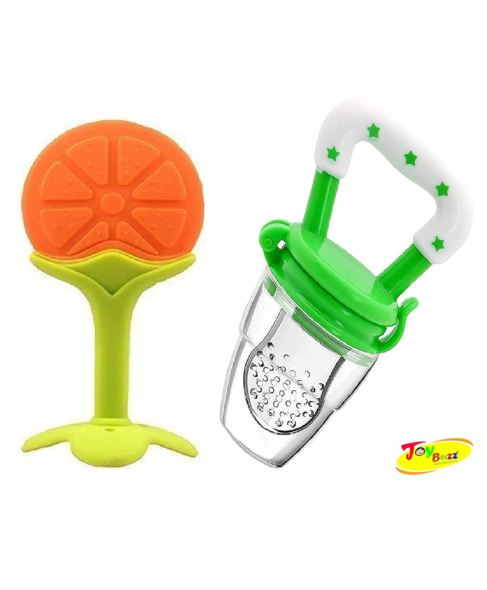 Joy Buzz Baby Silicone Fruit Teether & Fruit Feeder Combo - Yellow & Green-picture-17