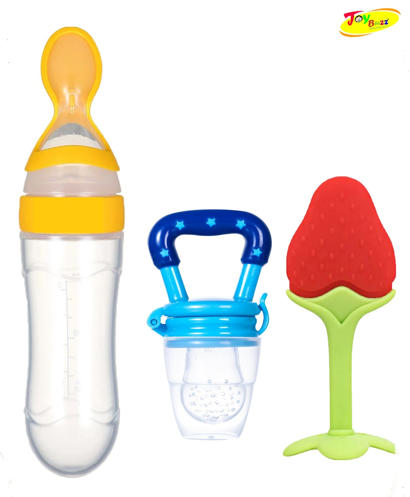 Joy Buzz Baby Silicone Spoon Feeder Fruit Feeder & Fruit Teether Combo Pack Of 3-image-22