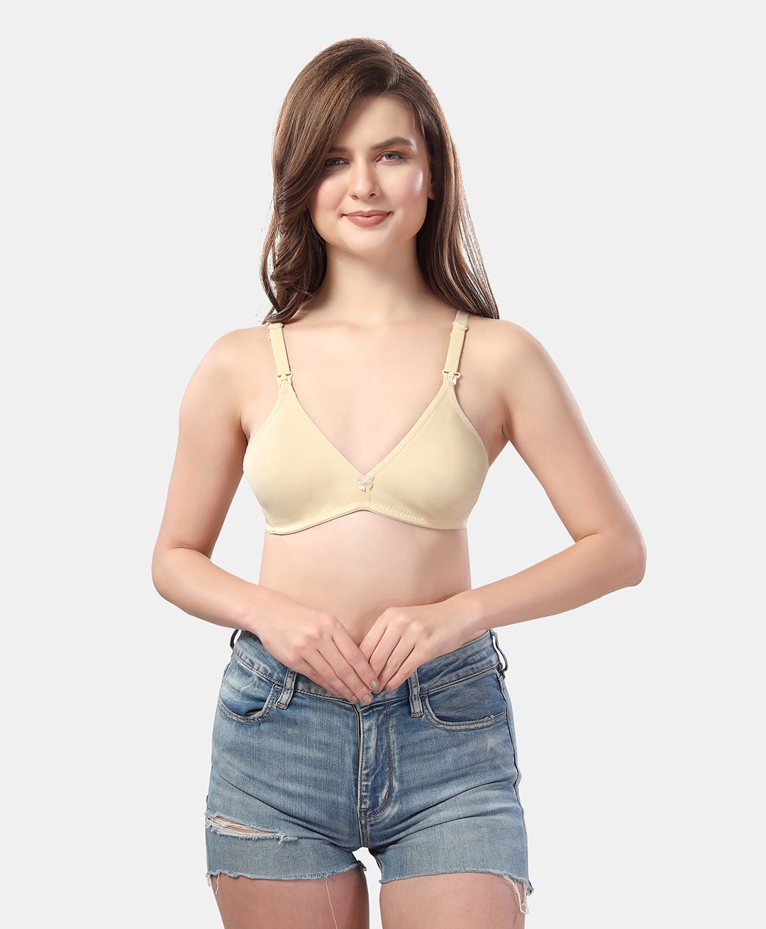 Fabme Cotton Sleeveless Solid Non Padded Maternity Nursing Bra - Skin Beige-picture-24