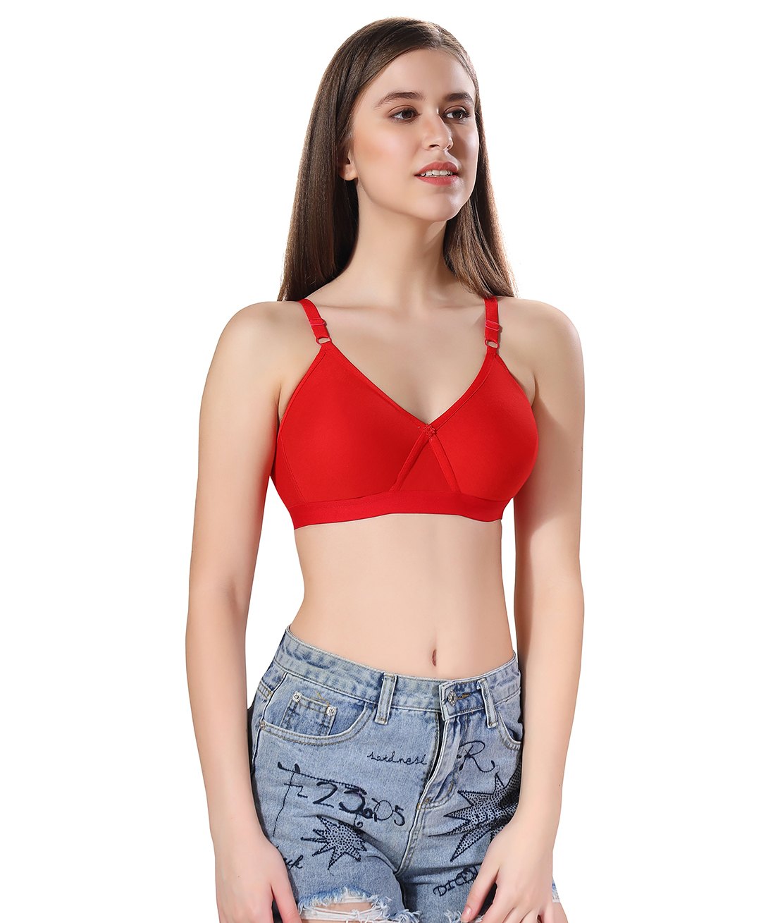 Fabme Cotton Sleeveless Solid Non Padded Maternity Nursing Bra - Red-picture-21