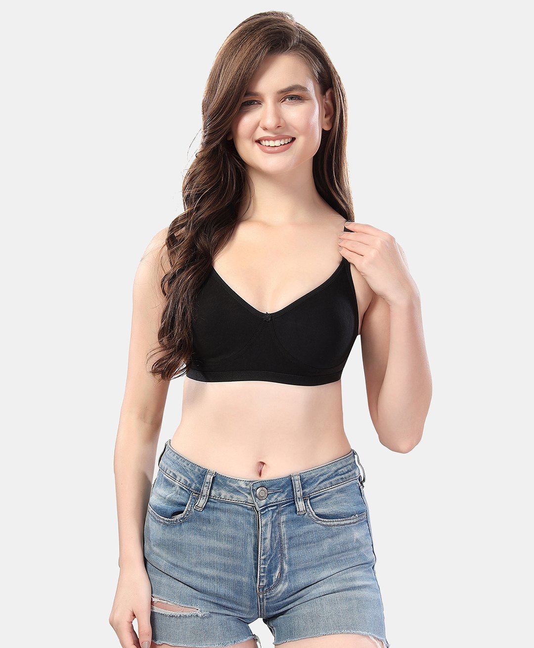Fabme Cotton Seamless Solid Non Padded Everyday Bra - Black-picture-11