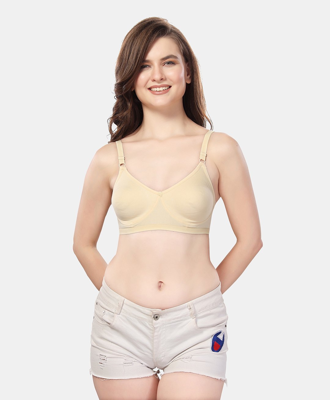 Fabme Cotton Sleeveless Solid Non Padded Maternity Nursing Bra - Skin Beige-picture-32