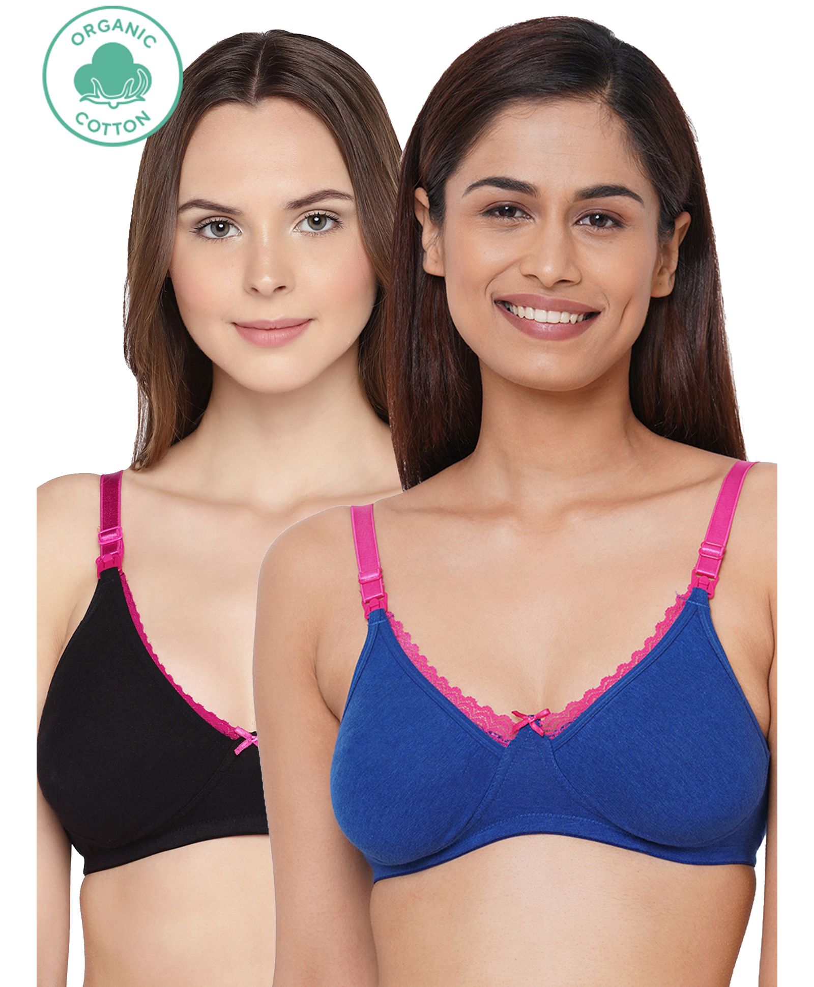 Inner Sense Antimicrobial Maternity Nursing Bra Pack of 2 - Blue Black-picture-13
