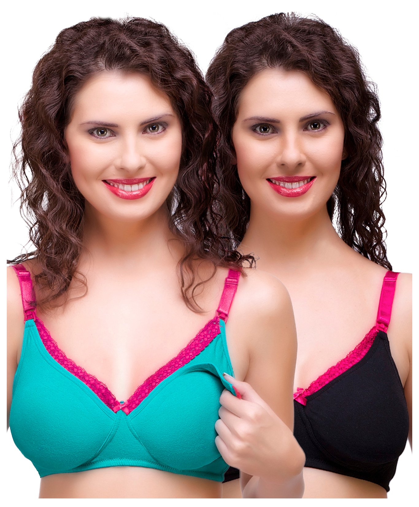 Inner Sense Antimicrobial Maternity Nursing Bra Pack of 2 - Green Black-picture-12
