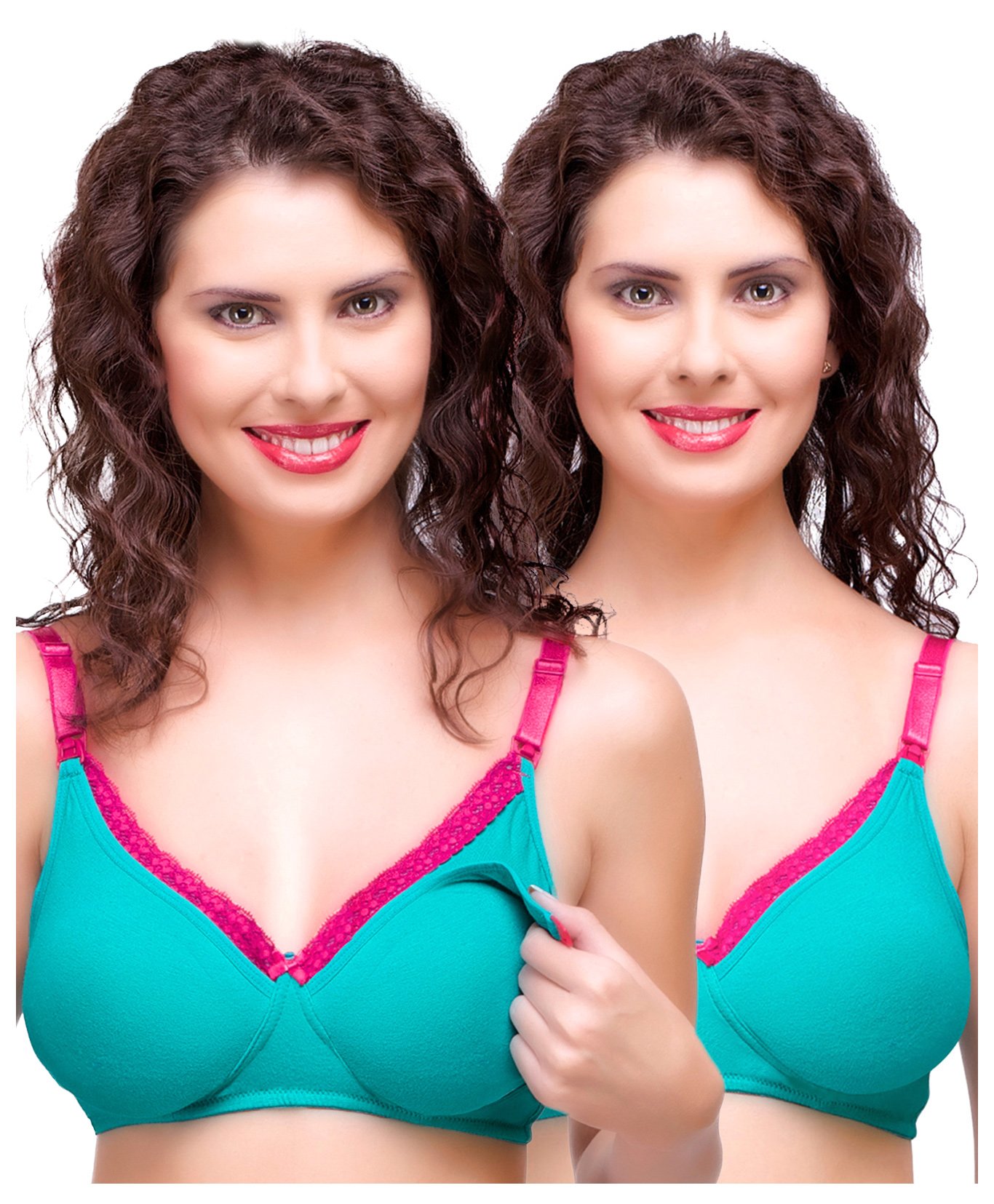 Inner Sense Antimicrobial Maternity Nursing Bra Pack of 2 - Green-image-35