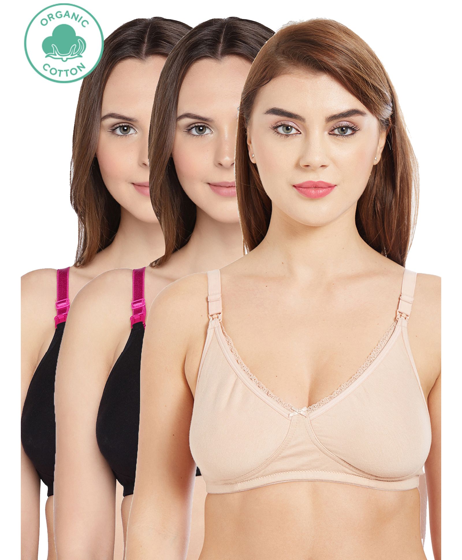 Inner Sense Antimicrobial Maternity Nursing Bra Pack of 3 - Black Pink-picture-20