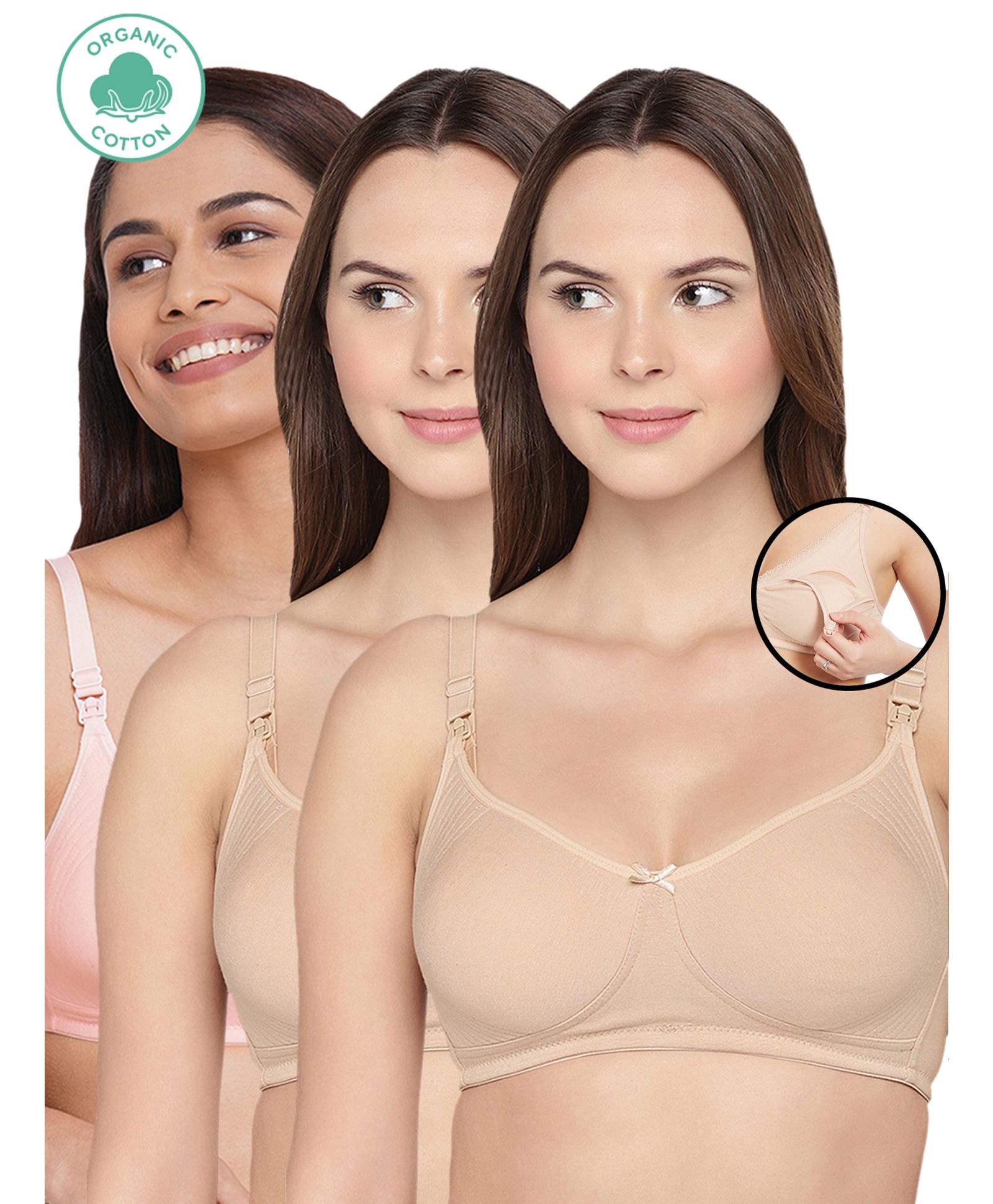 Inner Sense Antimicrobial Maternity Nursing Bras Pack of 3 - Skin Pink-picture-21
