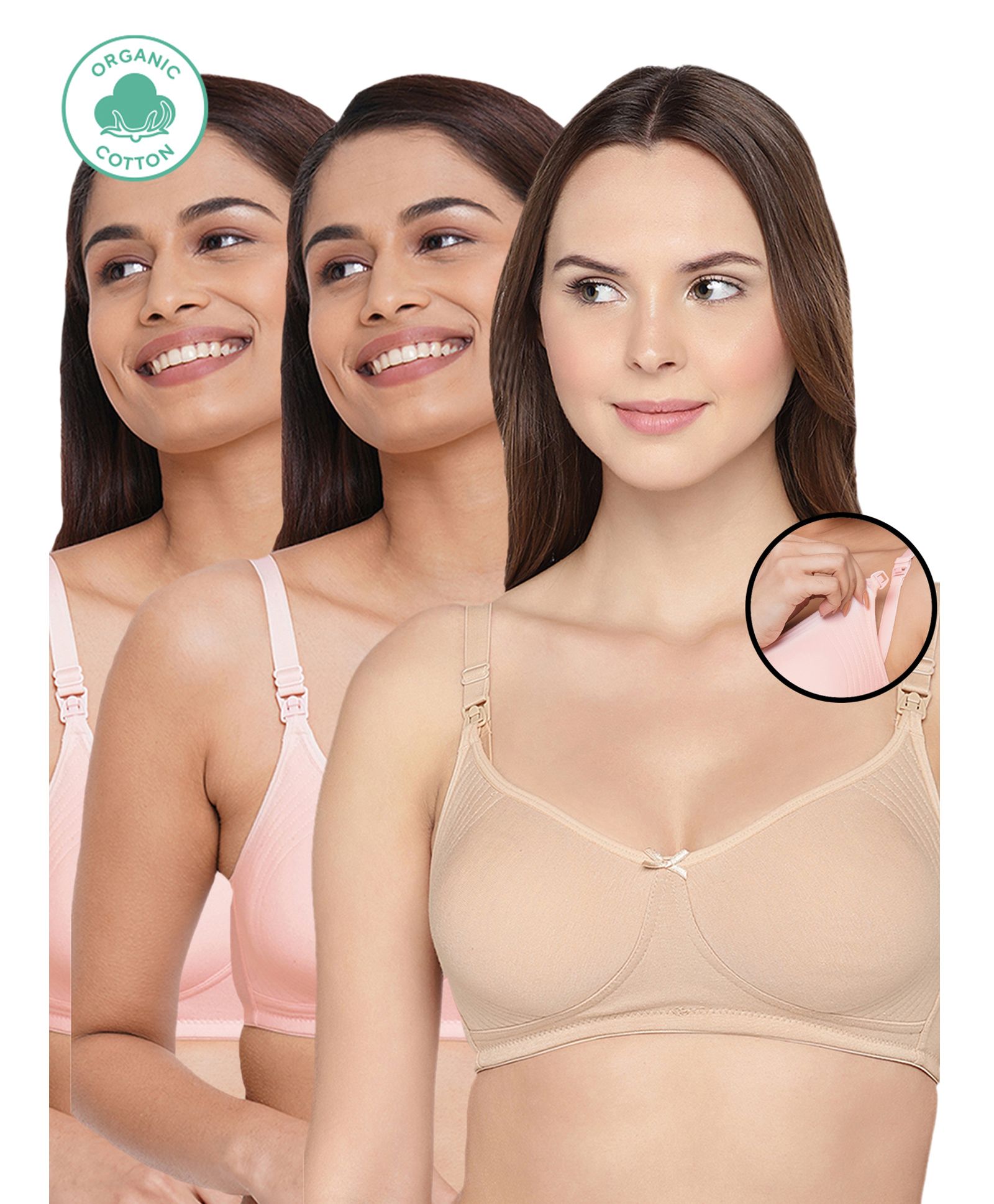 Inner Sense Antimicrobial Maternity Nursing Bras Pack of 3 - Skin Pink-picture-22