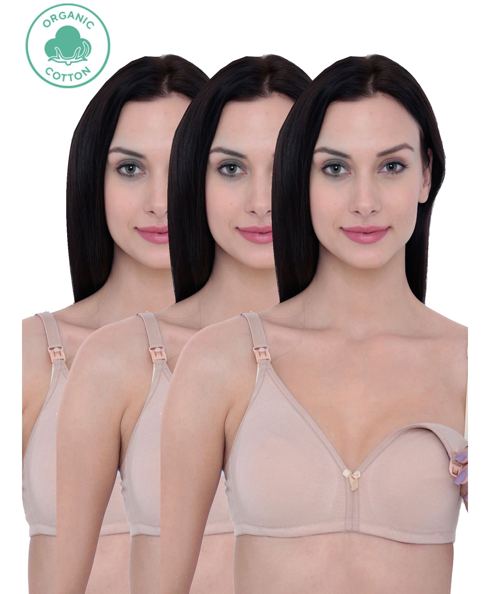 Inner Sense Antimicrobial Maternity Nursing Bras Pack of 3 - Skin-picture-23