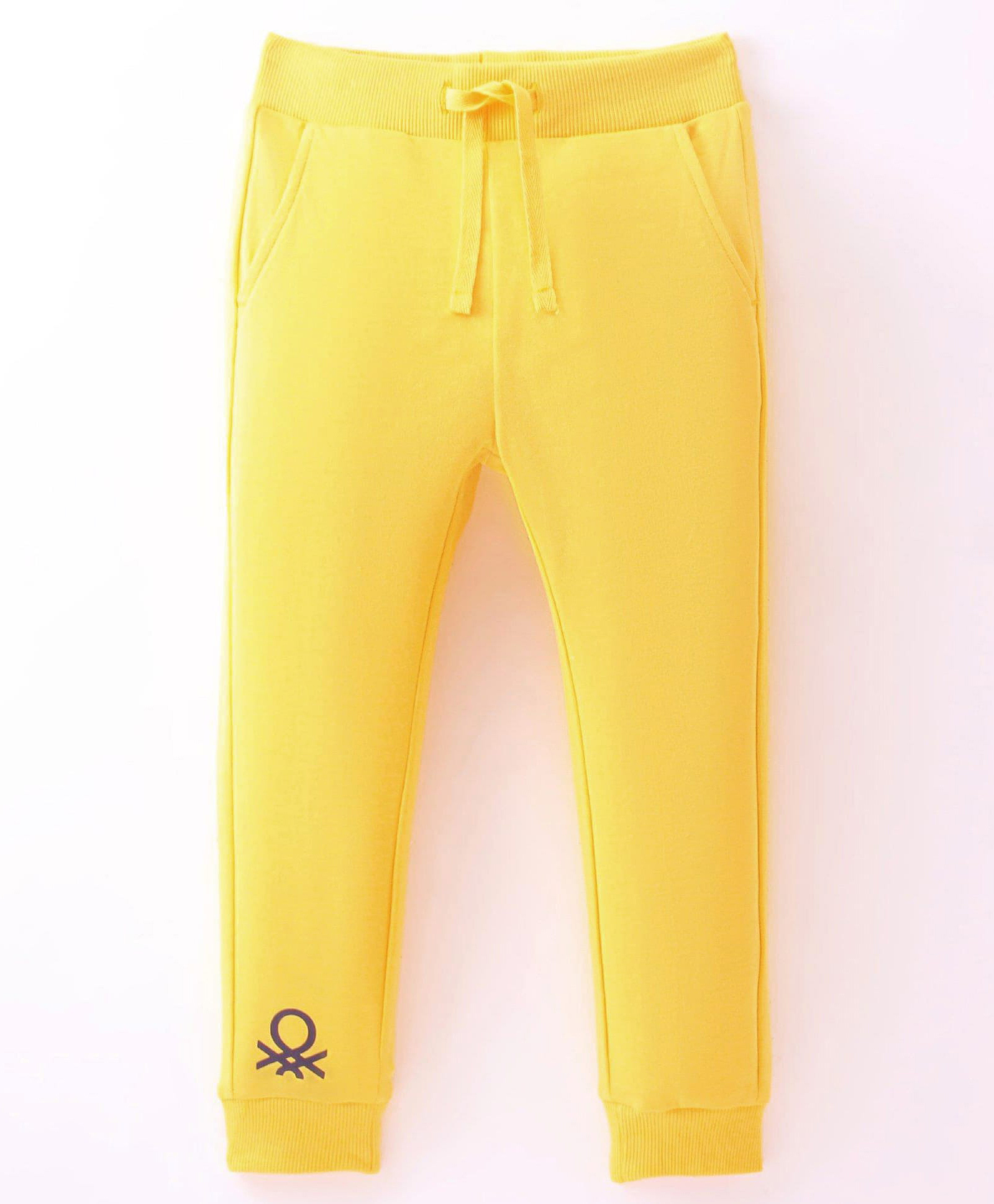 UCB Cotton Knit Full Length Lounge Pant with Brand Print - Yellow-image-8