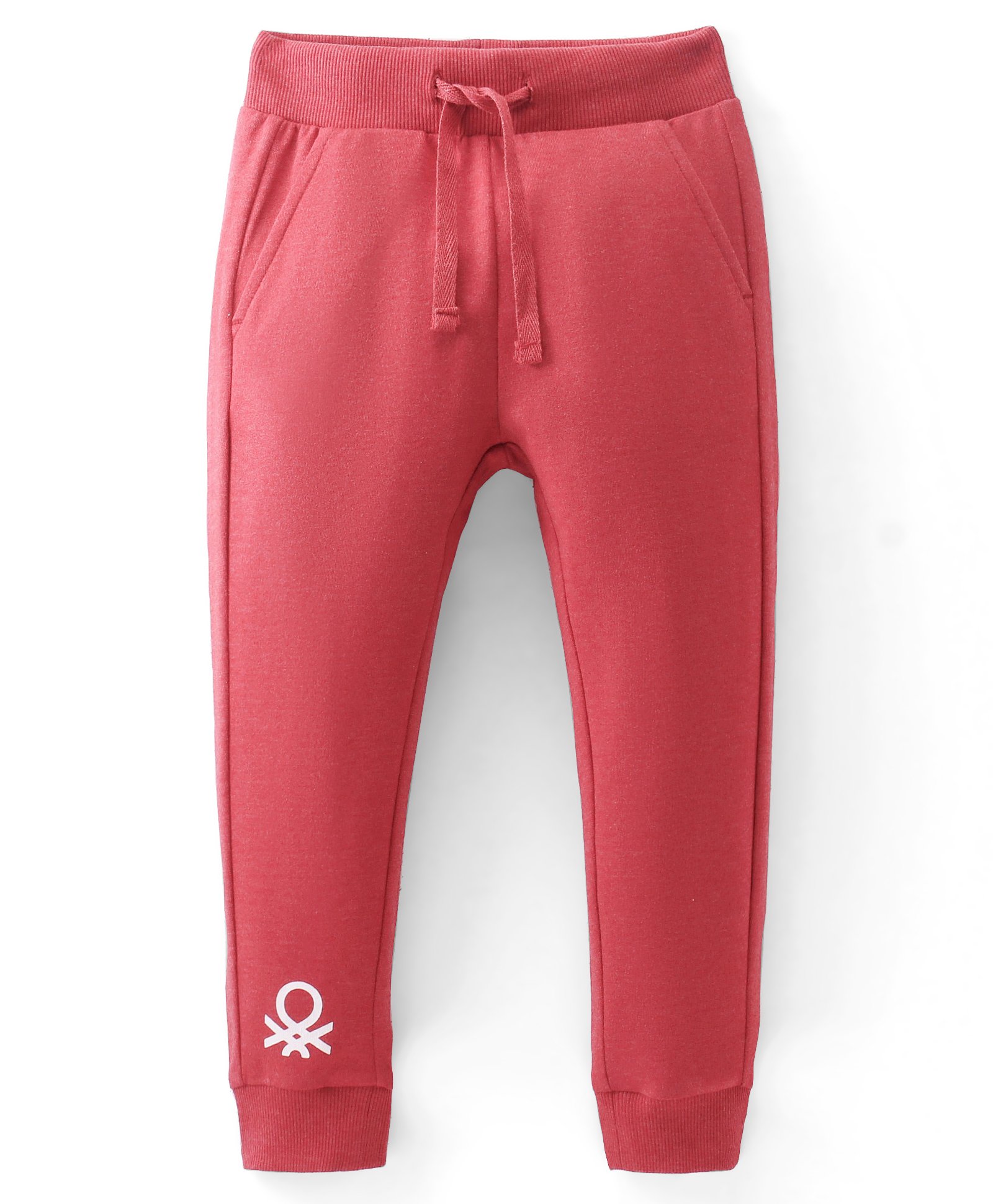 UCB Cotton Knit Full Length Solid Color Track Pant - Red-picture-2