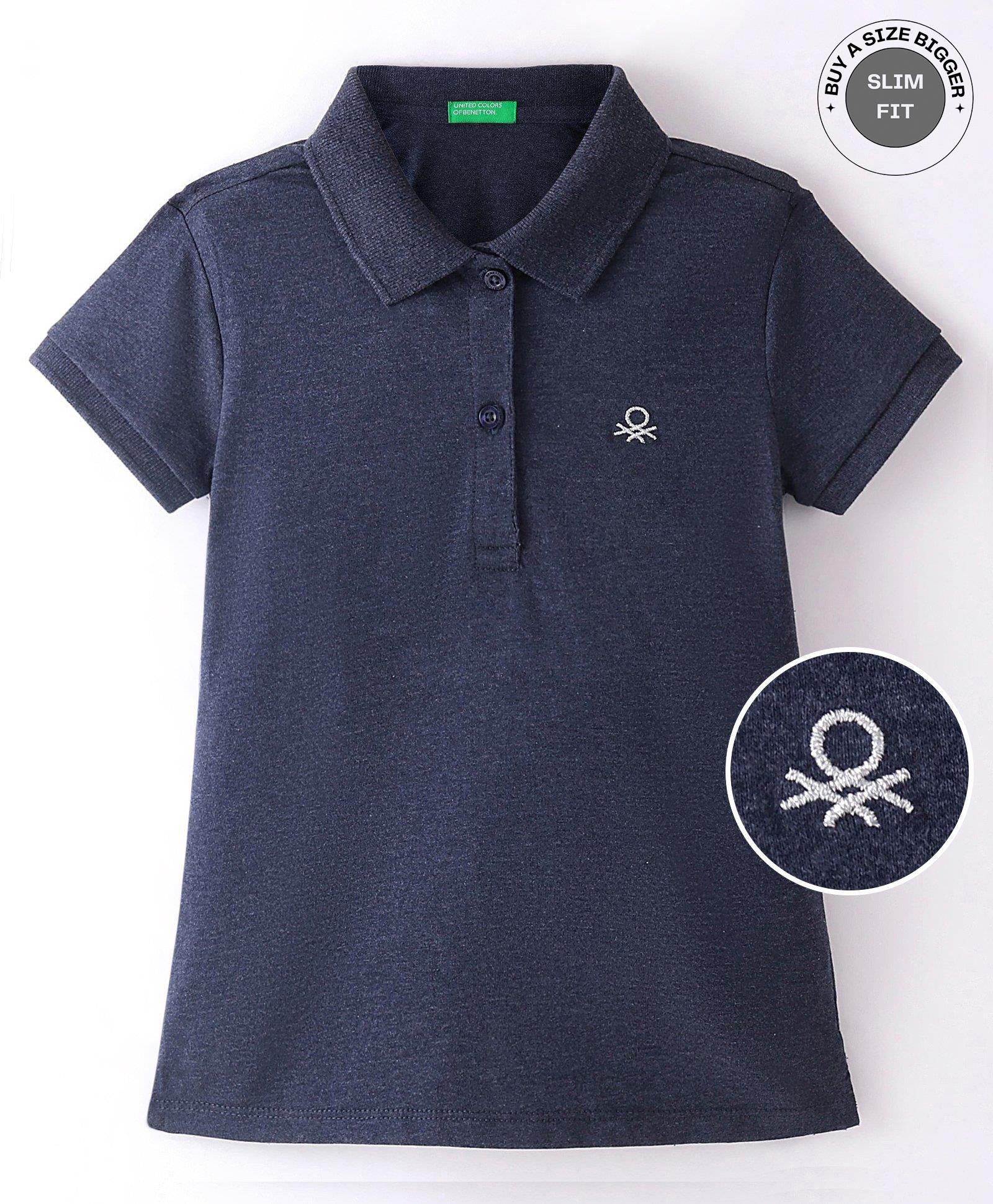 UCB Cotton Knit Half Sleeves Logo Embroidered Collar Neck T-Shirt-  Blue-picture-26