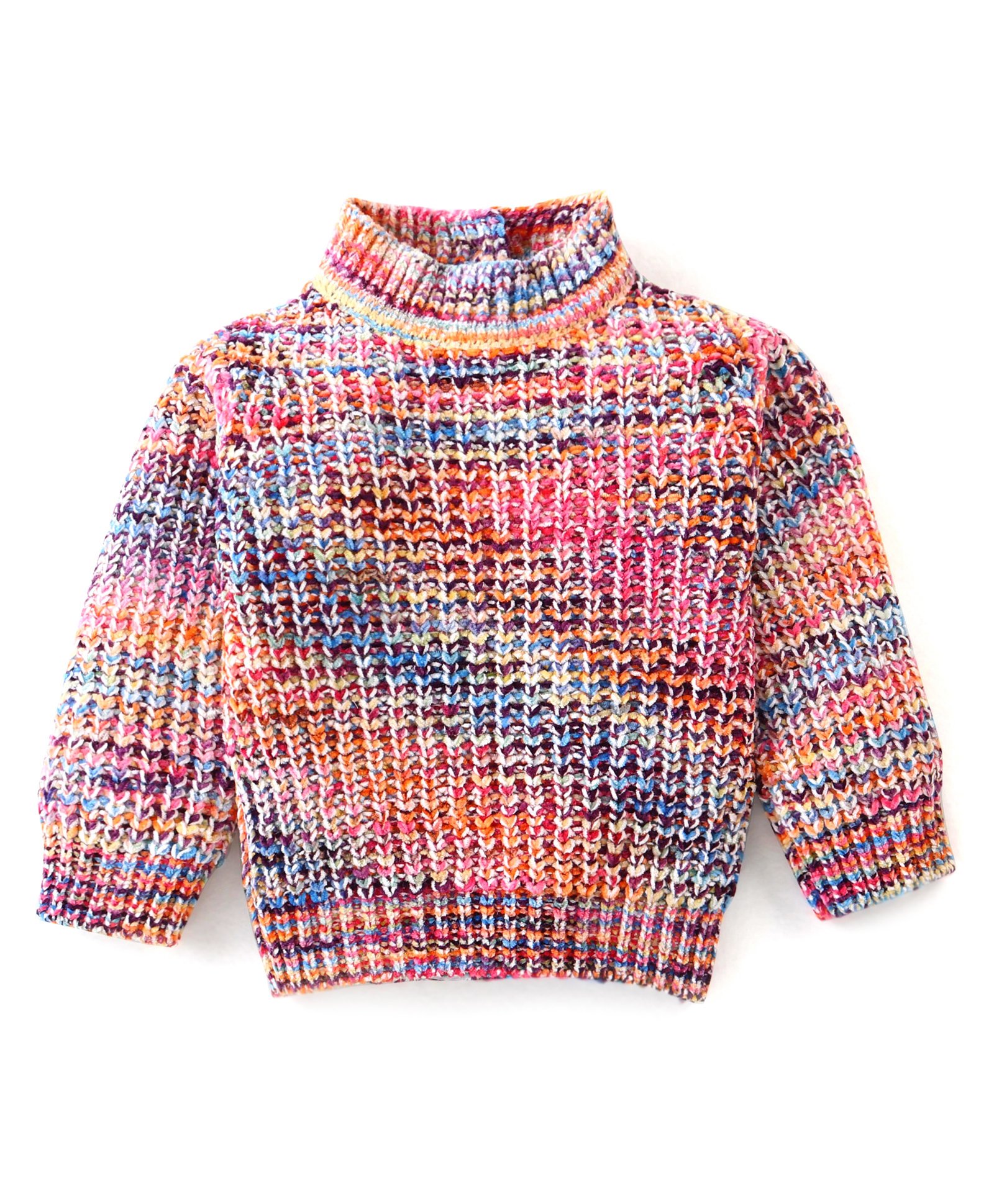 Babyhug Knitted Full Sleeves Pullover Sweater with Colour Block Effect - Multicolour-image-16