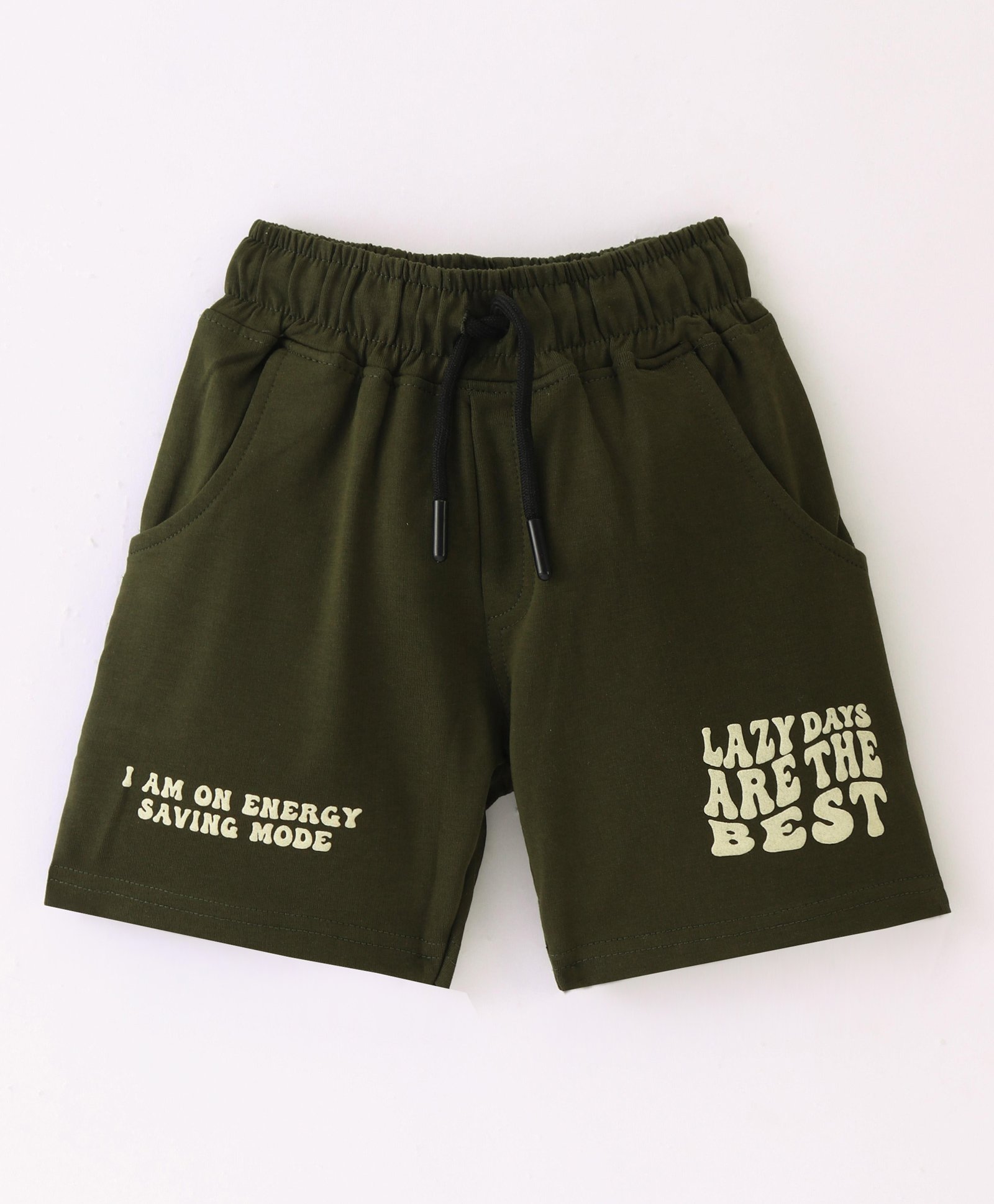 Smarty Boys Shorts Premium Lycra Loop Knit Knee Length Shorts Text Print - Green-picture-21