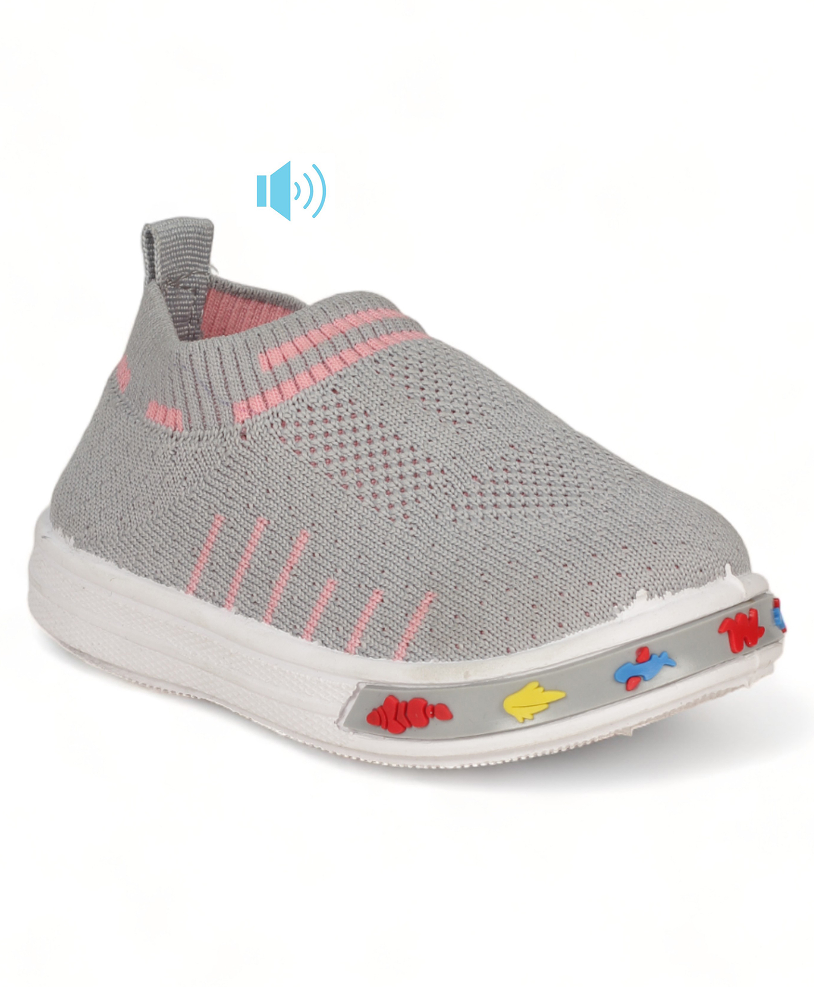 Lil Lollipop Mesh Designed Musical Shoes - Grey-image-48