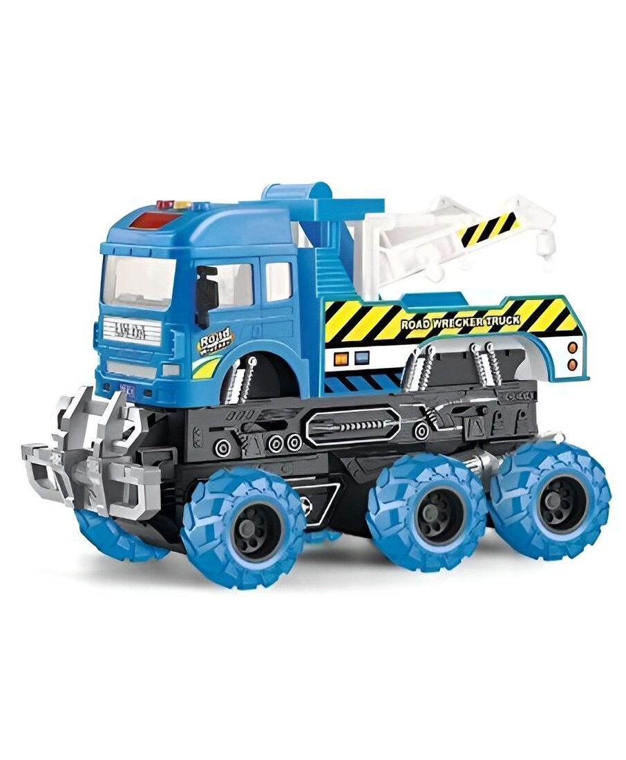 YAMAMA Friction Powered Tow Truck Lights And Music 6x6 Wheel Drive Road Wrecker Truck Vehicle Car Toy For Kids - Multicolor-image-49
