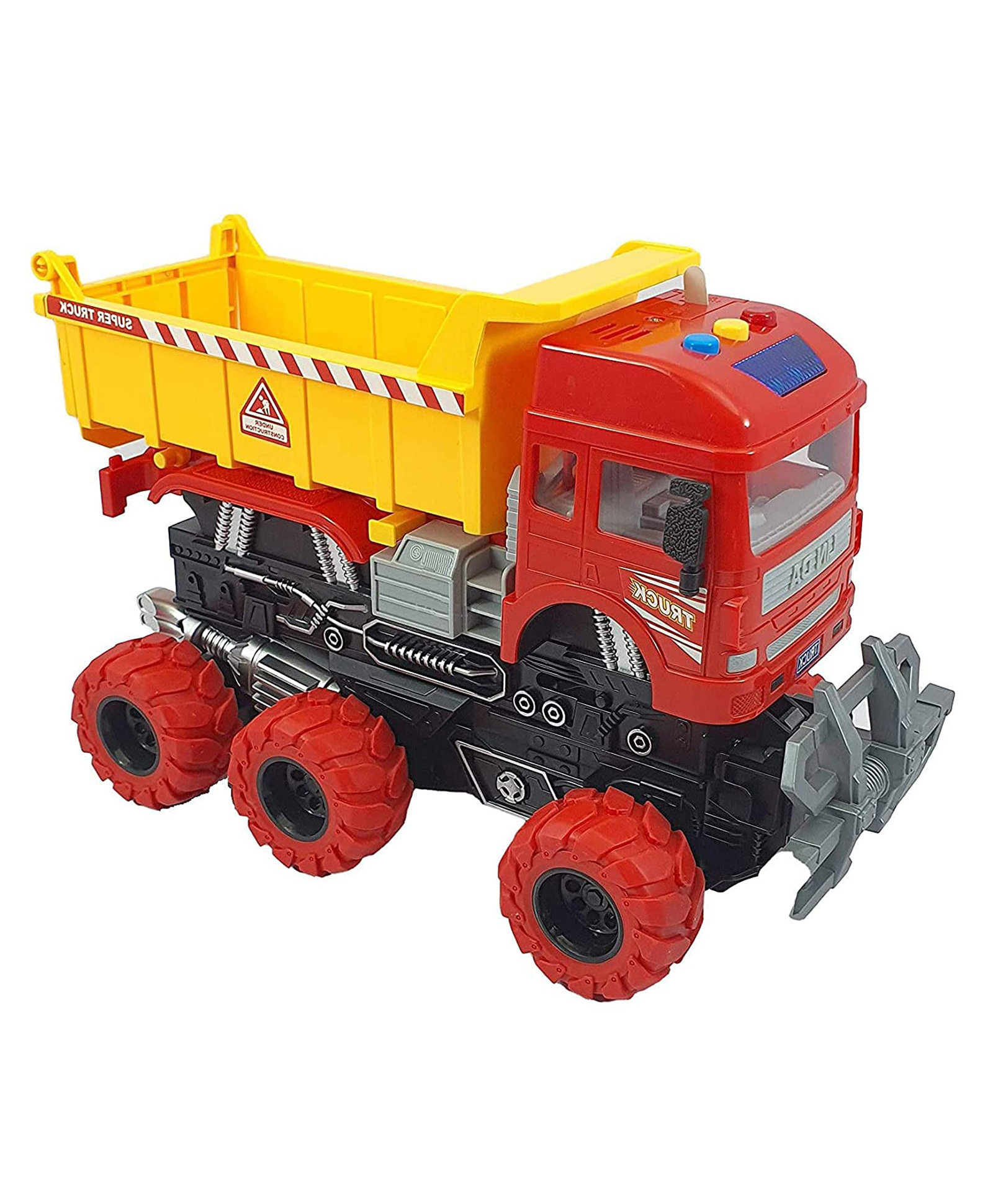 YAMAMA Friction Powered Dumper Truck Lights And Music 6x6 Wheel Drive Road Super Truck Vehicle Car Toy For Kids - Multicolor-picture-28