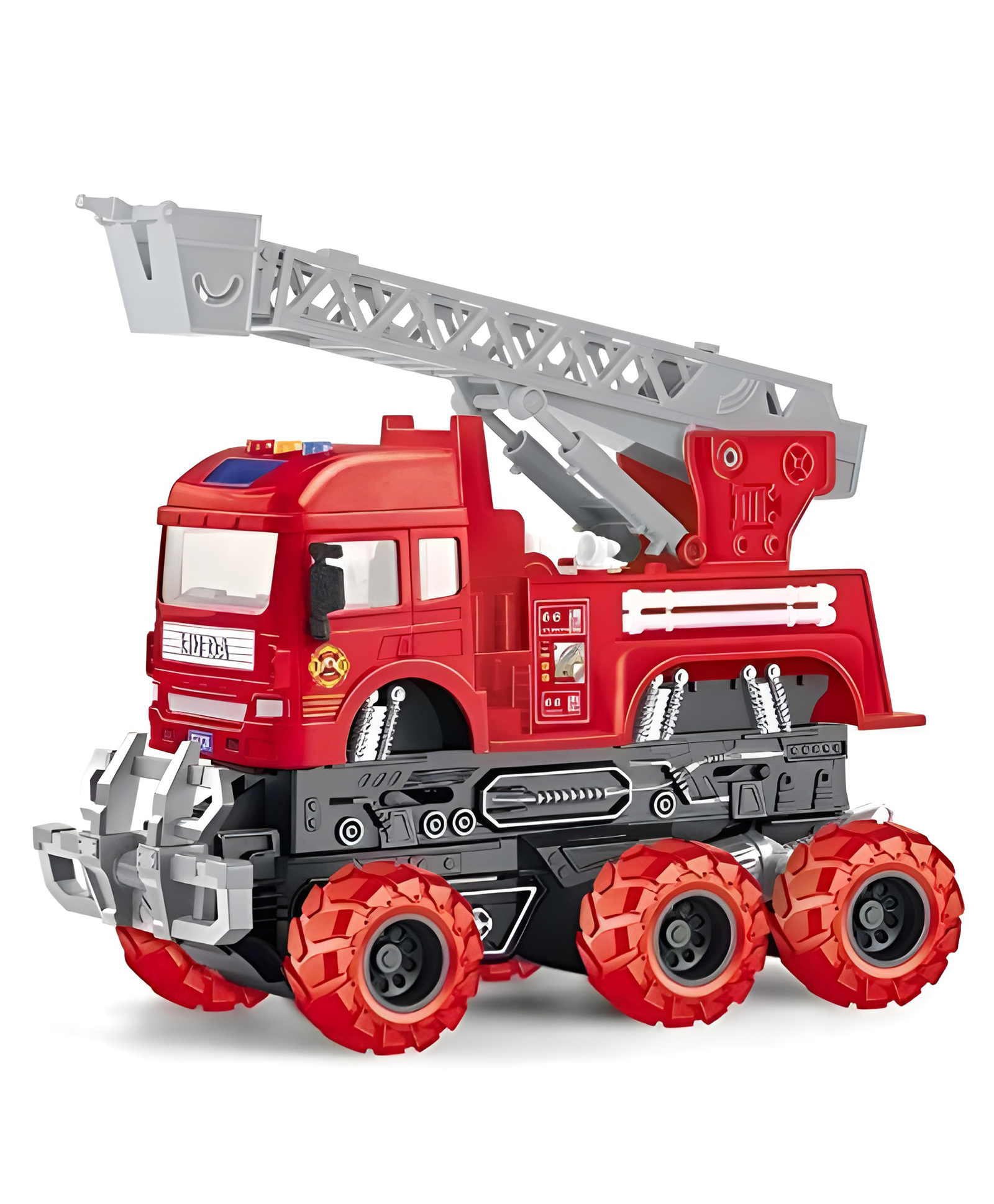 YAMAMA Friction Powered Fire Truck With Lights And Music 6x6 Wheel Drive Road Super Truck Vehicle Car Toy For Kids  Multicolor-picture-20