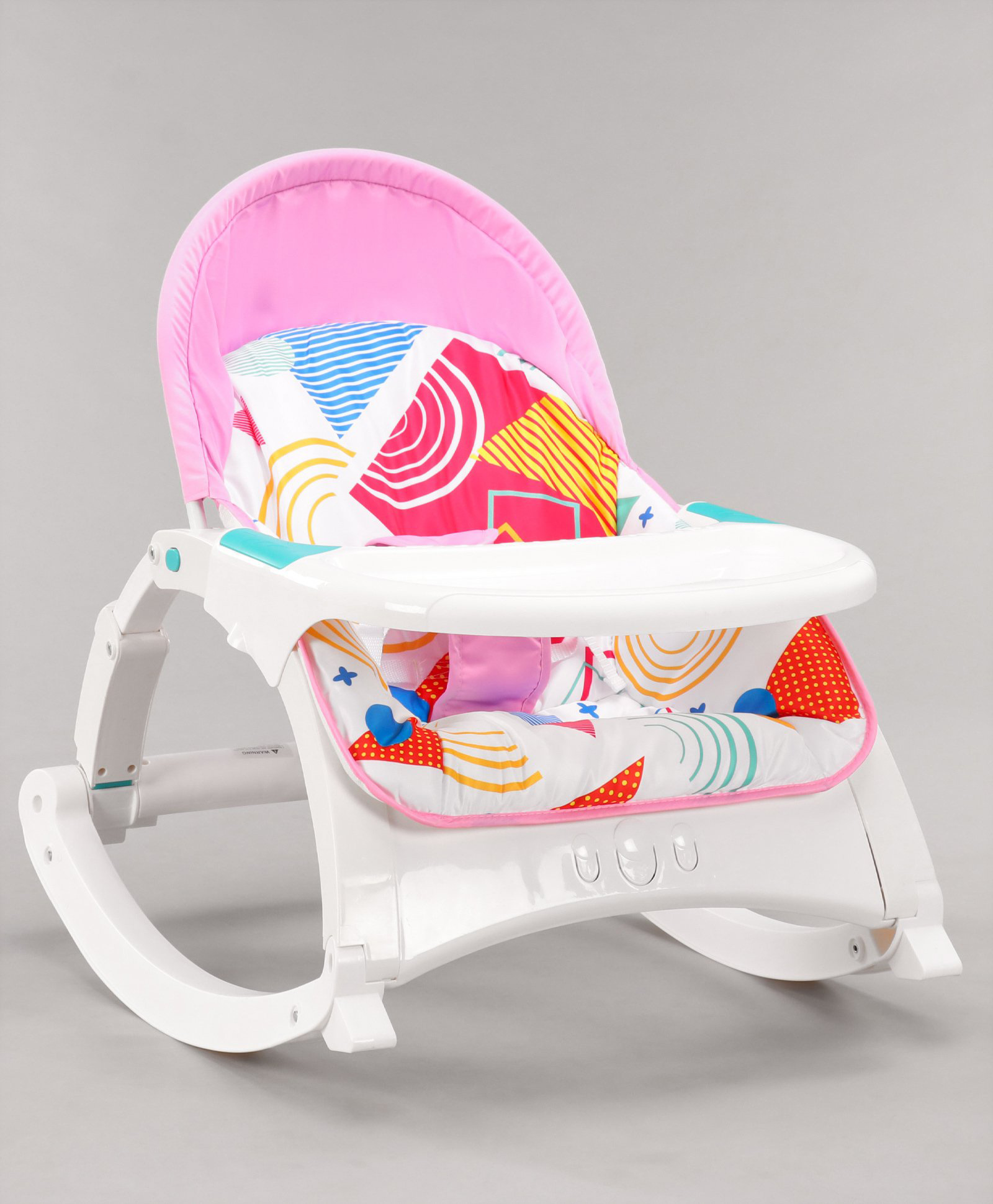 Play Nation Newborn To Toddler 2 in 1 Portable Baby Rocker With Food Tray and Music Vibration with Toys - Pink-picture-44