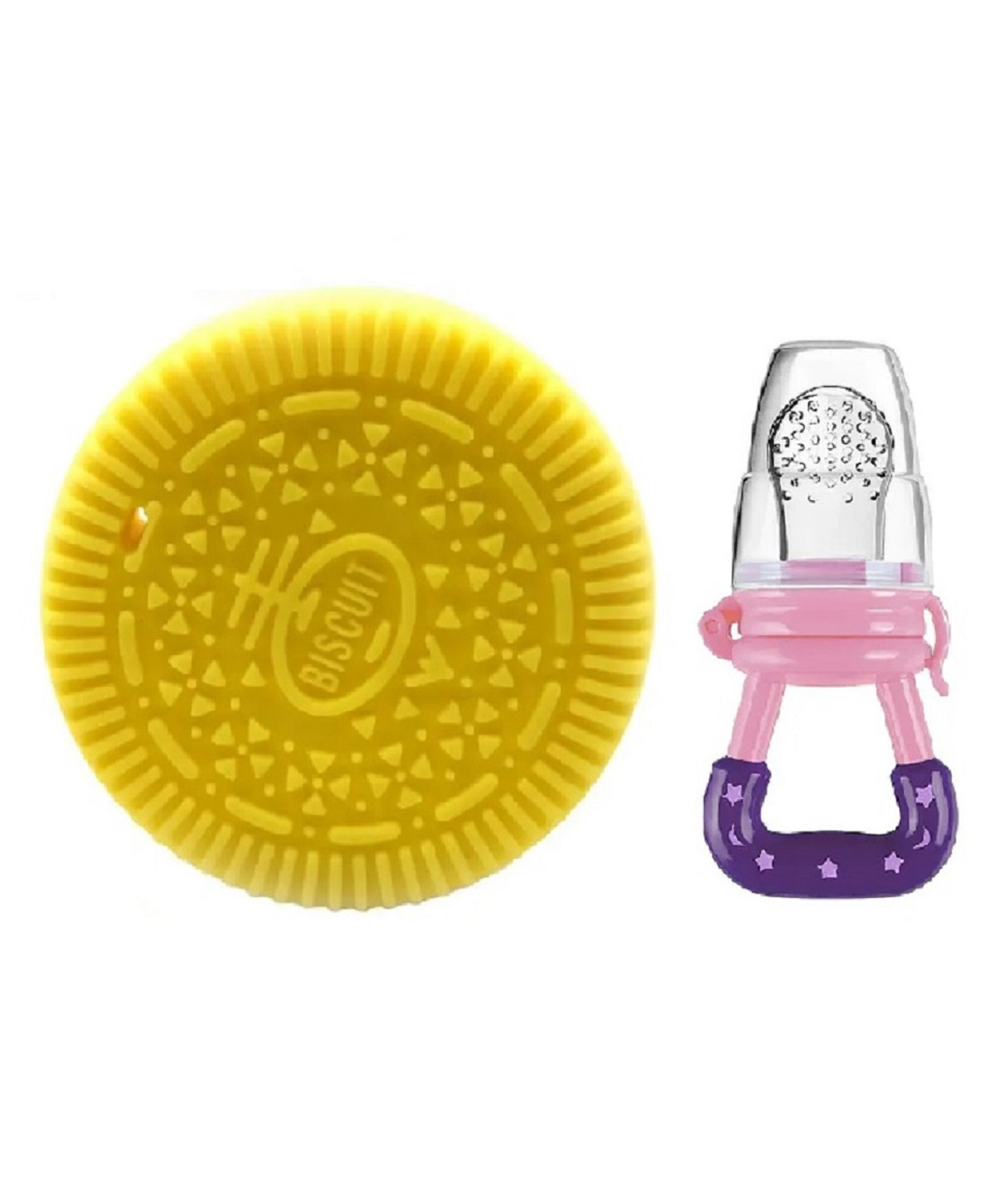 Enorme Silicone Yellow Biscuit Shape Teething Teether with Silicone Fruit and Food Nibbler Pacifier for Babies-picture-15