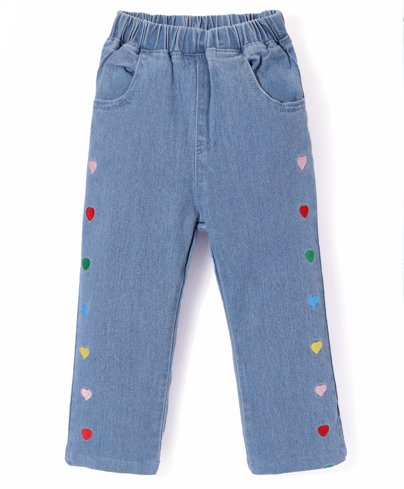 Kookie Kids Full Length Hearts Embroidery Flared Jeans - Blue-picture-27