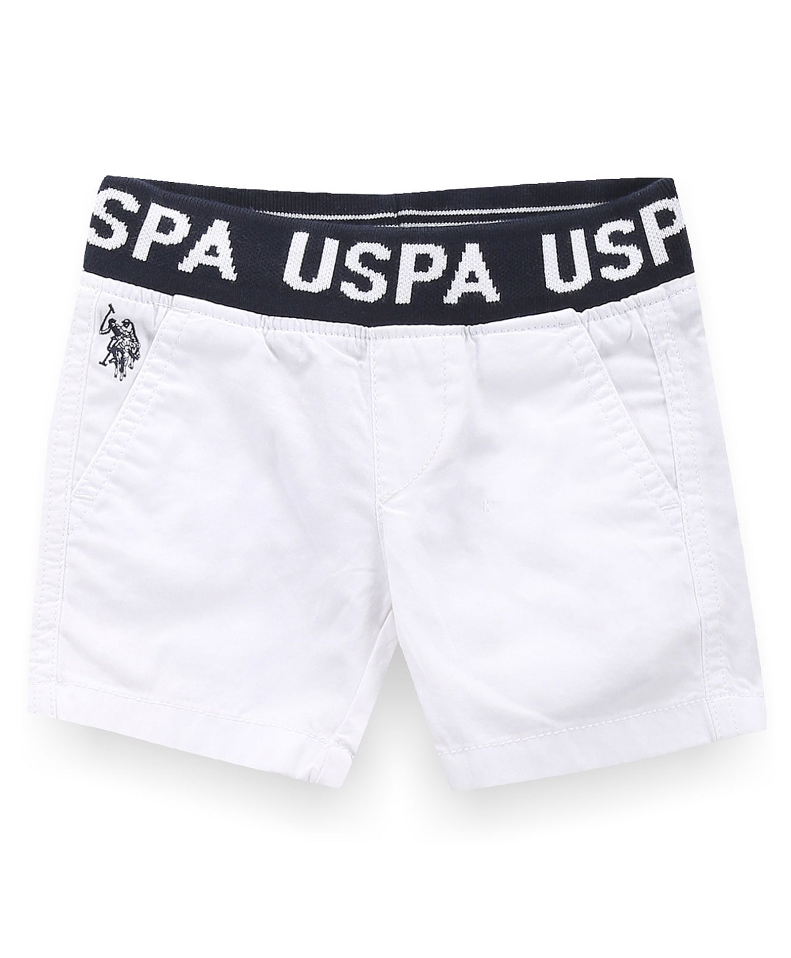US Polo Assn Cotton Knit Logo Embroidered Shorts - White-image-28