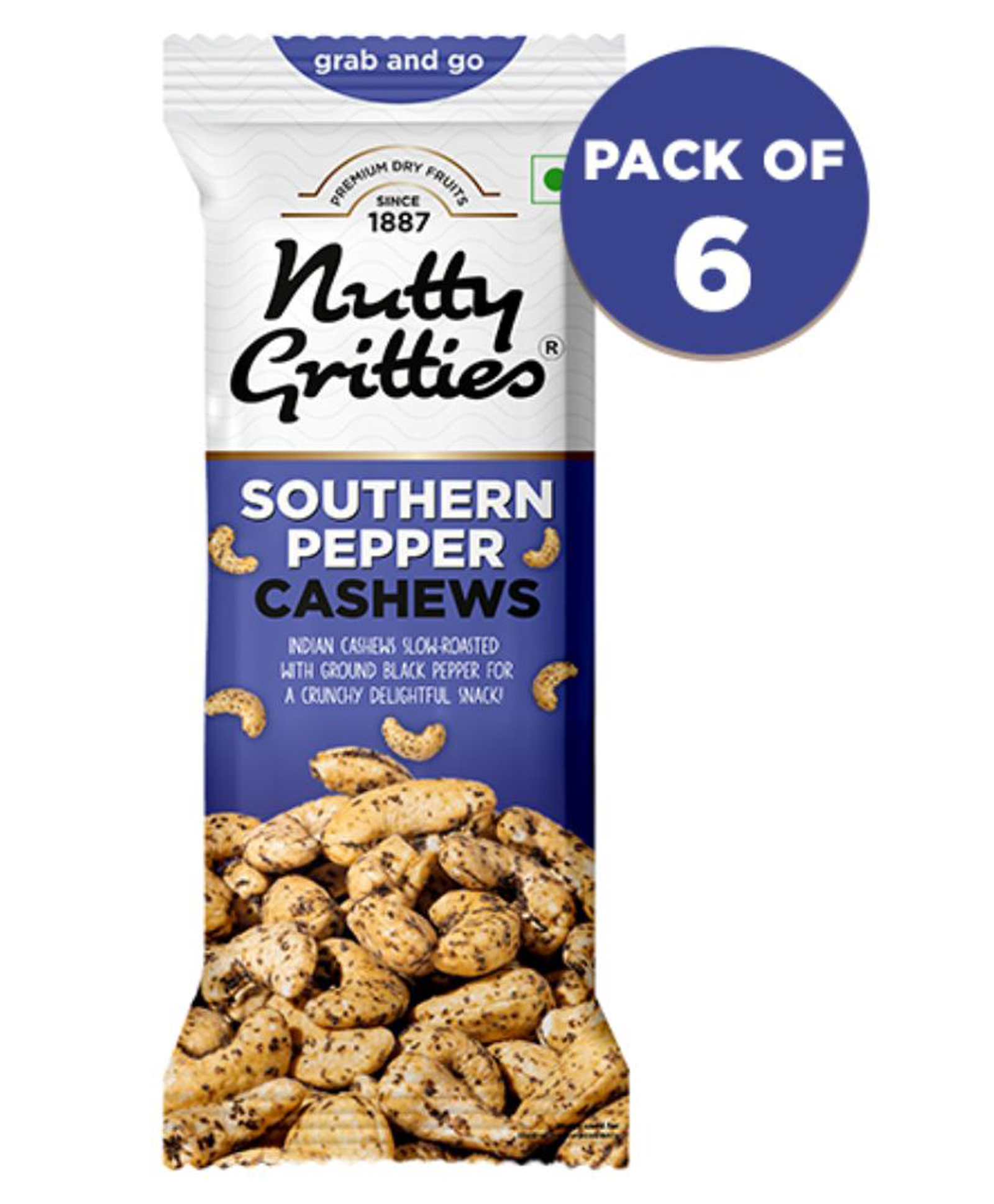 Nutty Gritties Southern Pepper Cashews ( Pack of 6 x 40g each) - 240g-image-32
