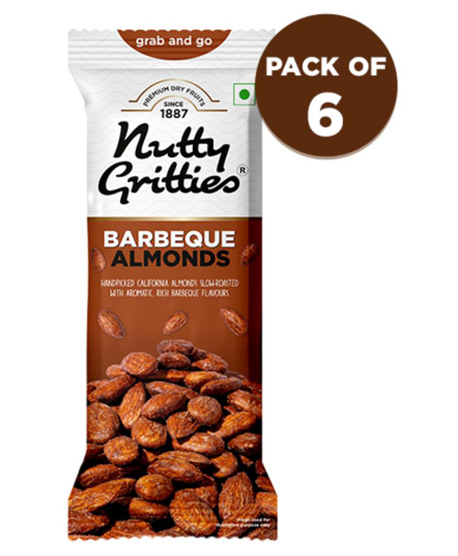 Nutty Gritties Barbeque Almonds ( Pack of 6 x 40g each) - 240g-picture-14