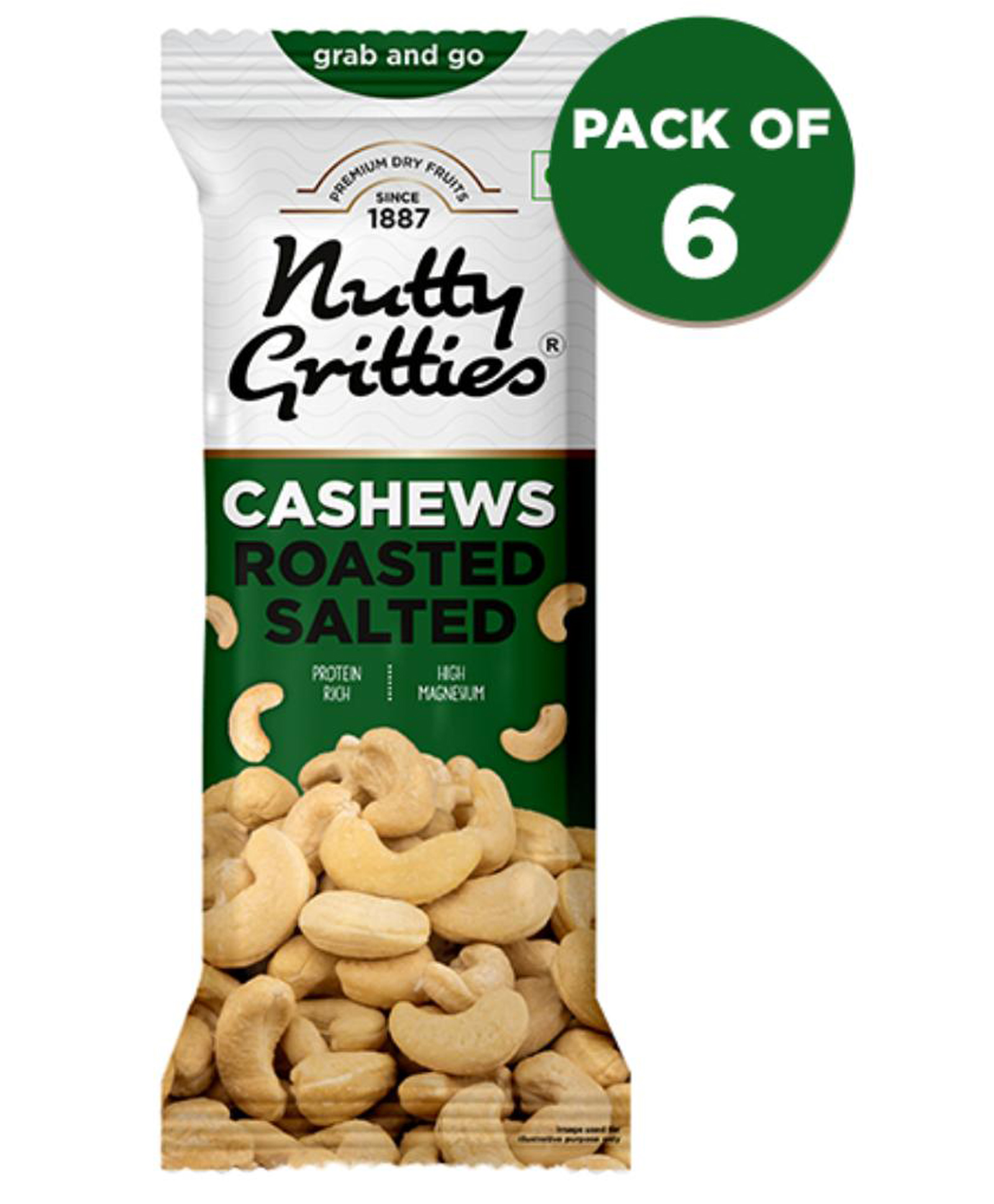 Nutty Grittes Cashews Roasted Lightly Salted (Pack 6 x 40g each) - 240g-image-40