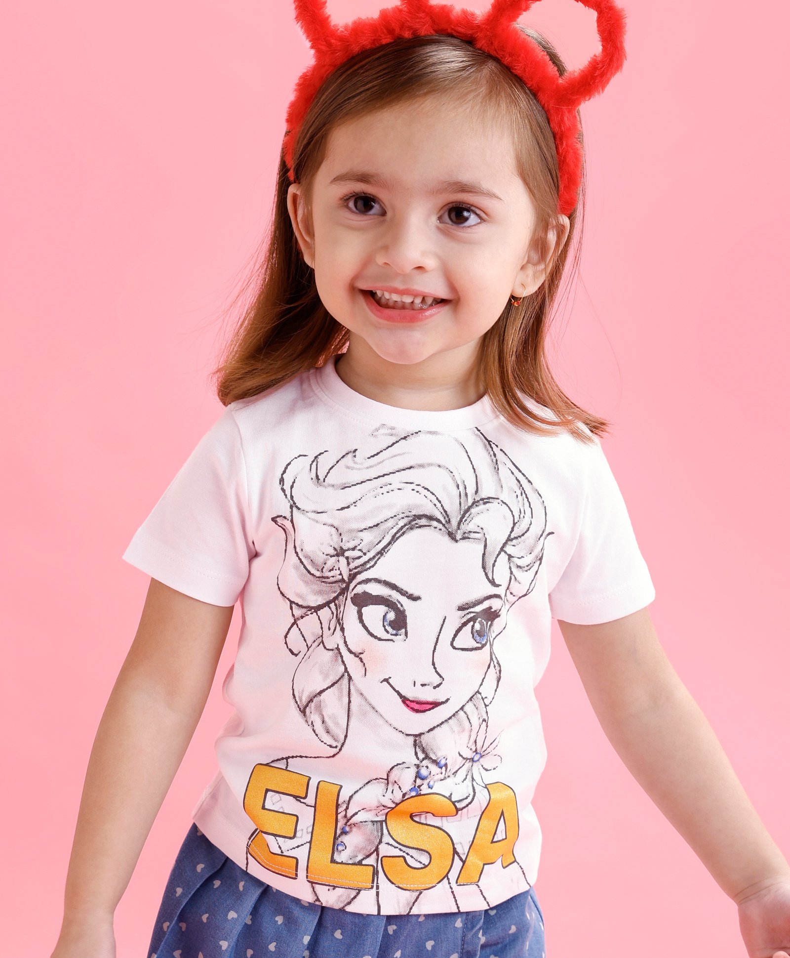 Babyoye Disney Cotton Half Sleeve T-Shirt With Princess Elsa Graphics - White-image-45