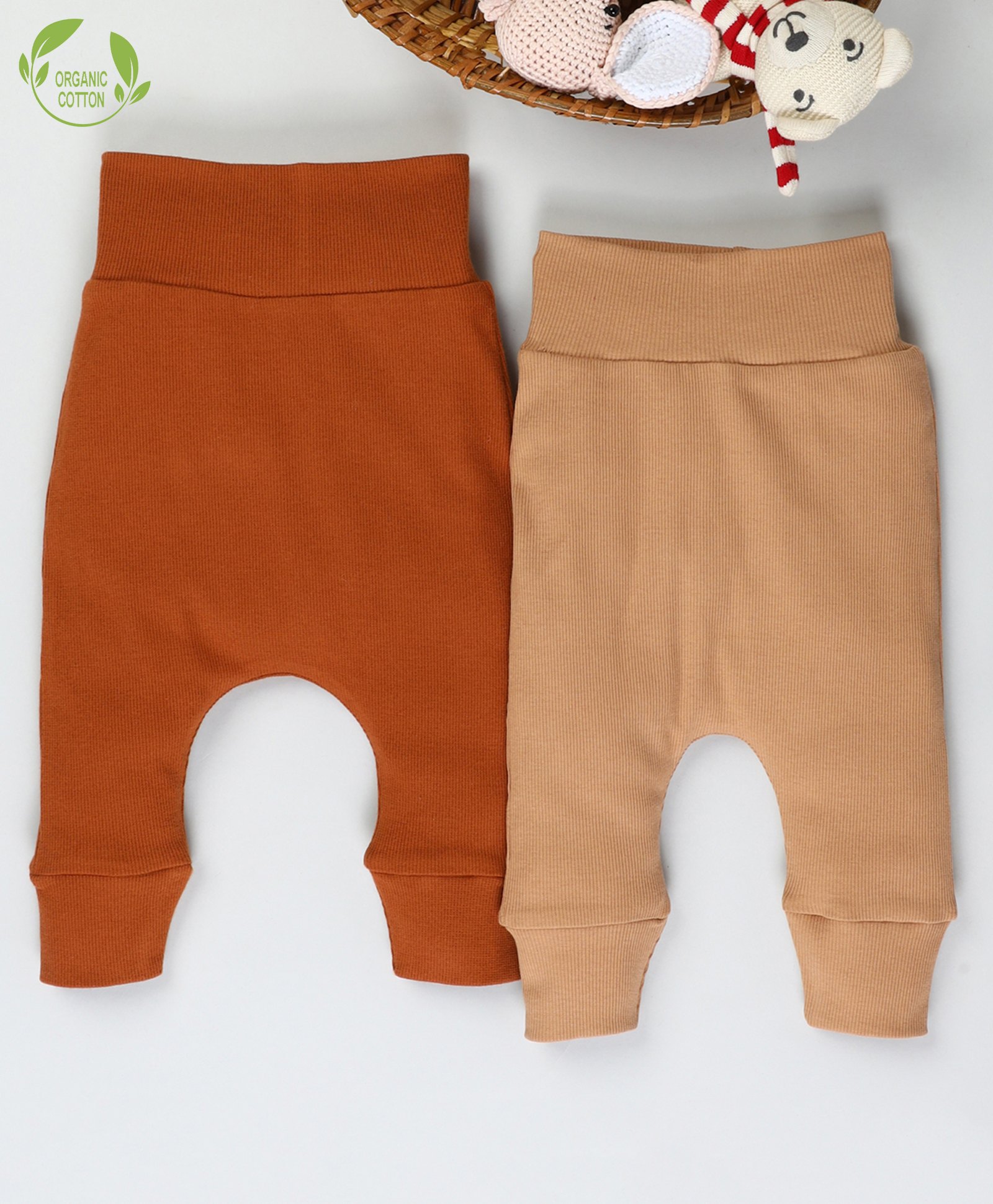 Cot & Candy Organic Cotton  Pack of 2 Ribbed  Pants - Brown-picture-14