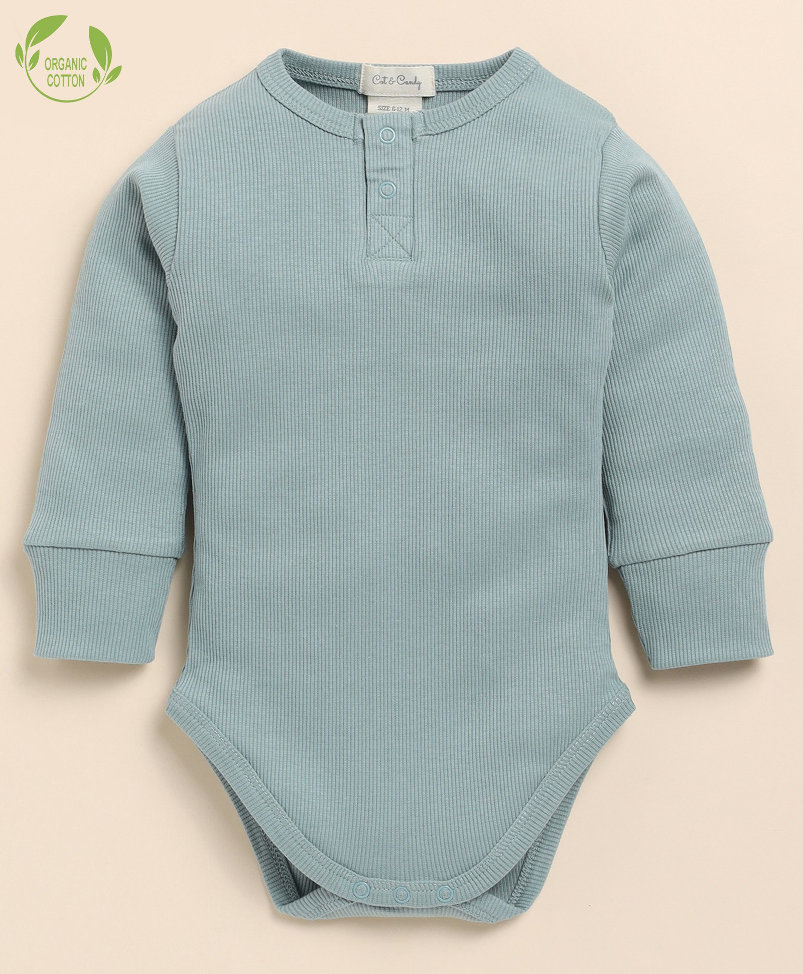 Cot & Candy Organic Cotton Full Sleeves Solid Onesie - Grey-picture-34