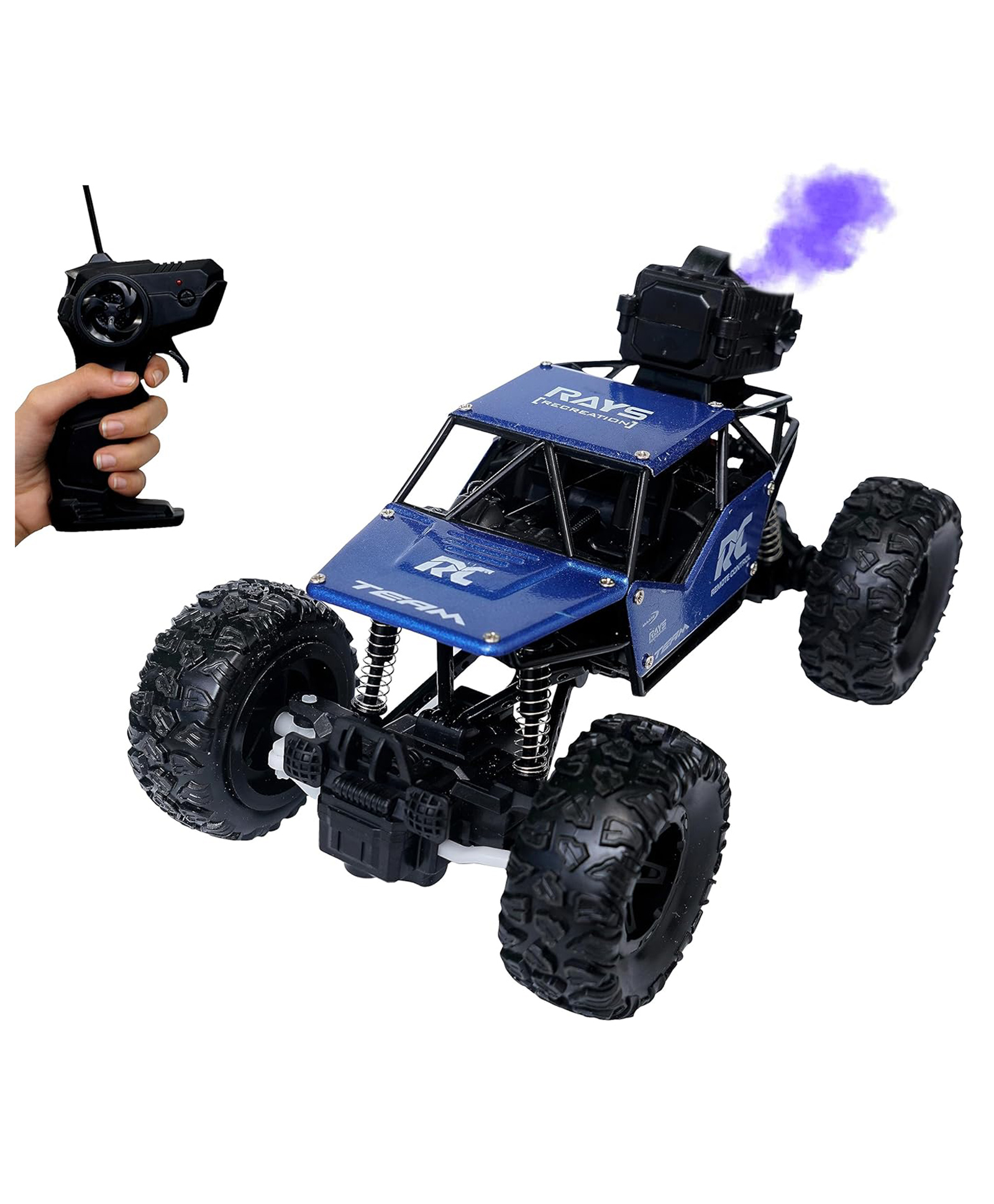 NIYAMAT Remote Control Rock Crawler Mist Smoke Spray Function, High Speed 1:18 Rc Car Toys For Boys 2Wd Off Road Vehicle Toy Cars For Kids Monster Truck Rock Climbing Car Toy For Kids (Blue)-picture-14