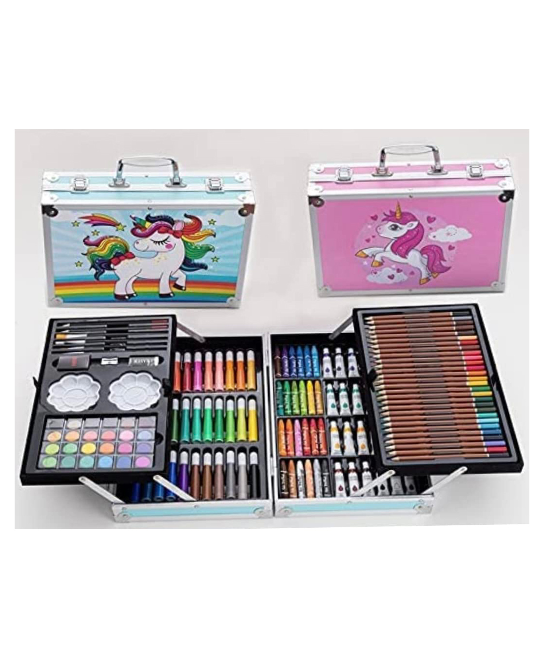 NIYAMAT Unicorn Print Pink Color 145 PCS Art Supplies, Drawing Art Kit for Kids Adults with Double Sided Trifold Easel, Oil Pastels, Crayons, Colored Pencils [Color AS per Stock]-image-43