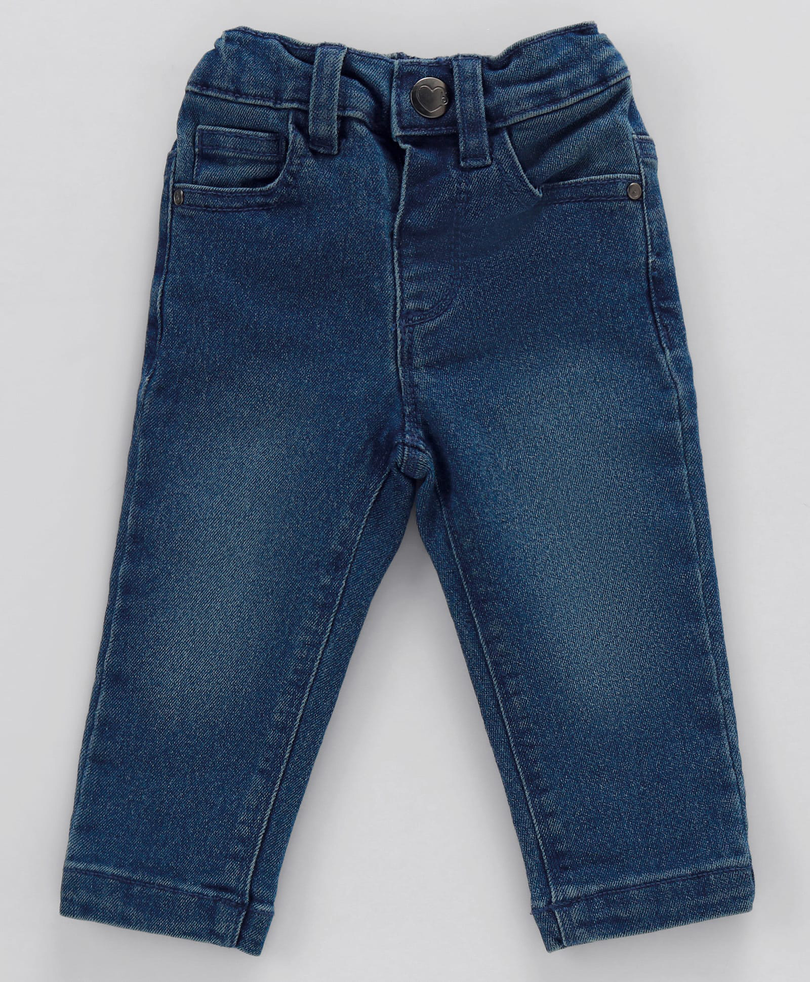 Babyhug Full Length Denim Washed Jeans with Stretch - Blue-picture-21