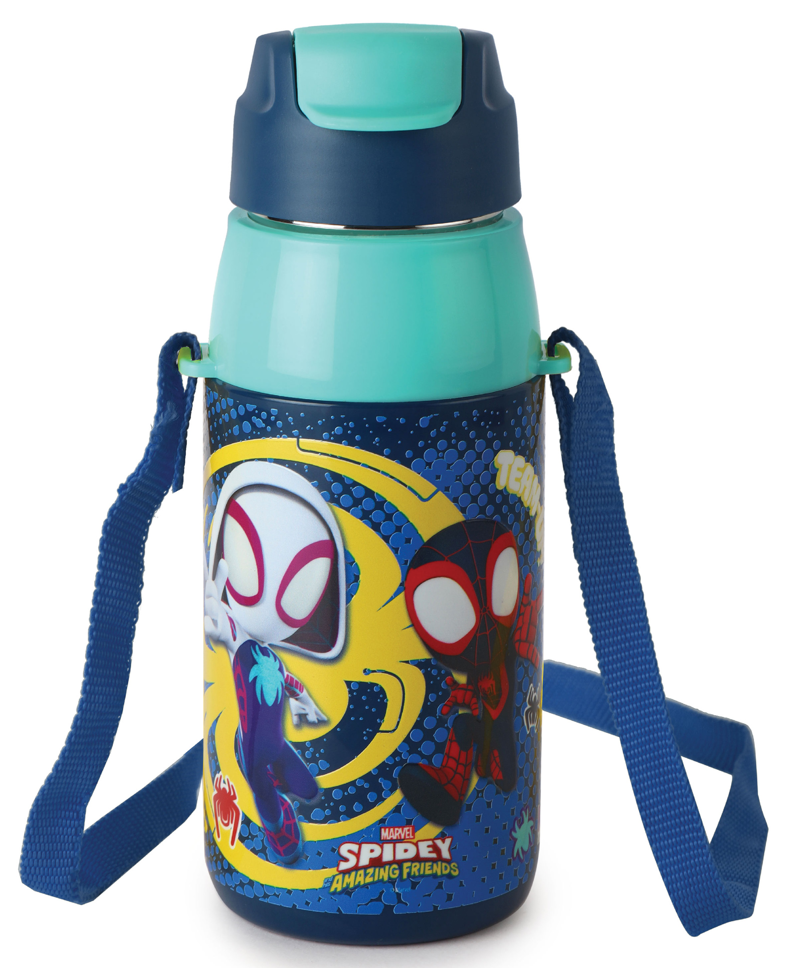 Cello Kidzbee Era Spiderman Web Warriors 3D Print Water Bottle Blue - 400 ml-image-44