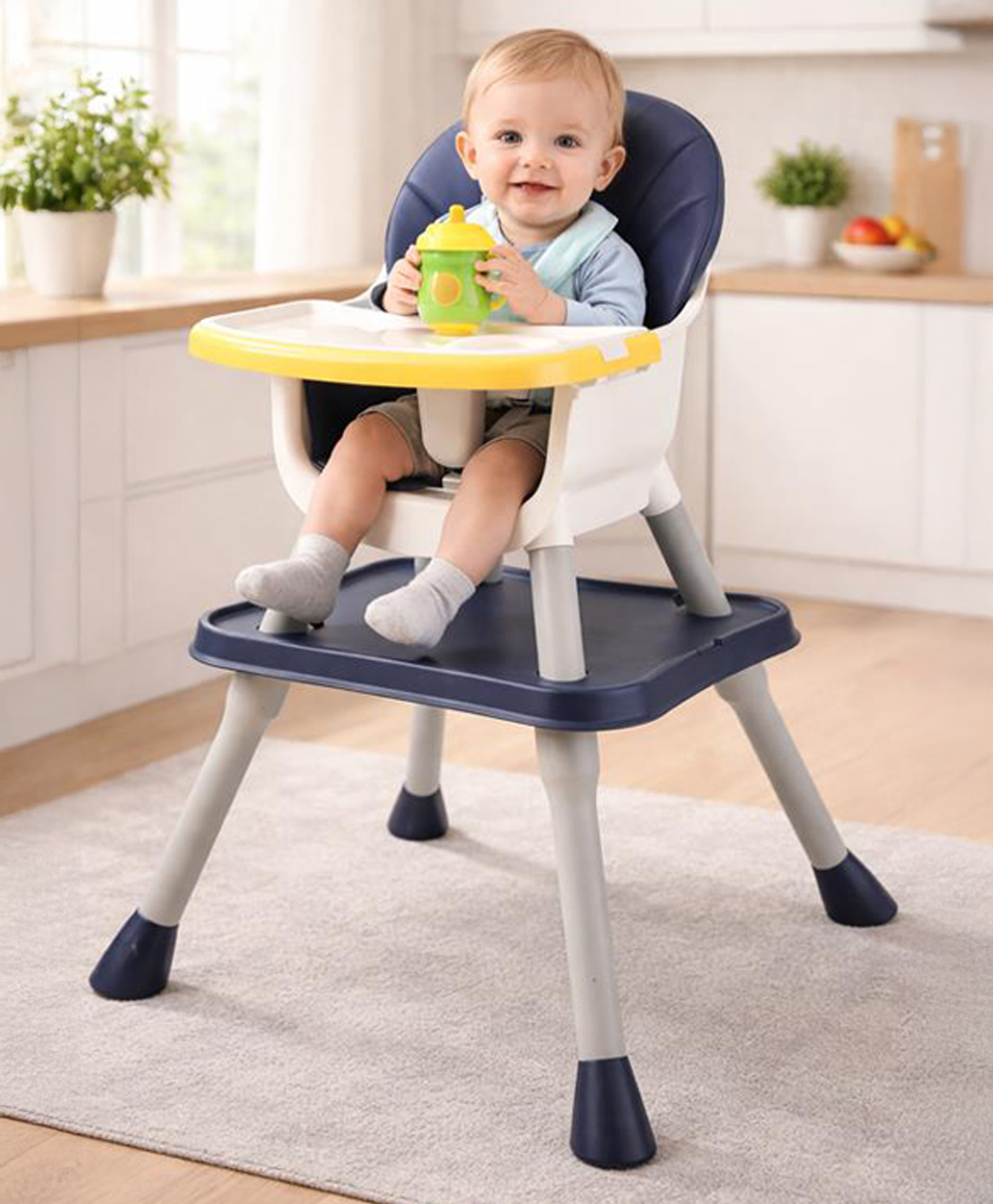 2 in 1 Baby Chair with 5 Point Safety Harness - Blue-image-38